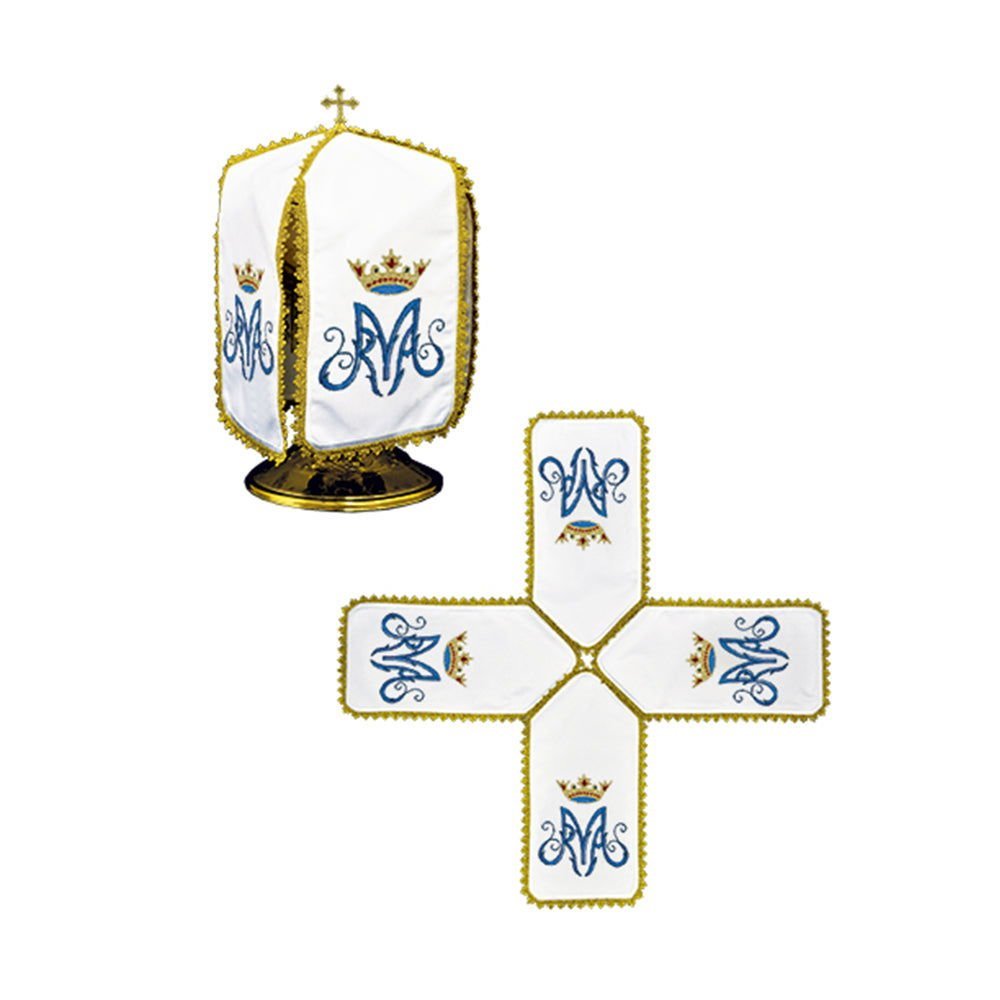 Veil for a can with a Marian motif KWE/003/K/04 29cm. BIAŁY - HAFTINAUSA.COM