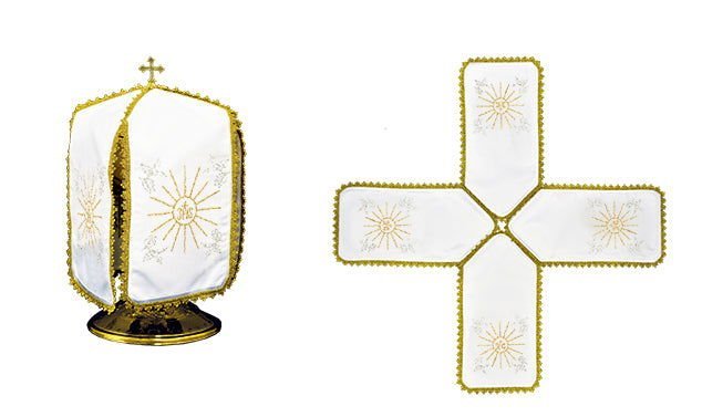 Veil for can embroidered in the plan of the cross IHS KWE/011 KWE/011/K/04 29cm. BIAŁY - HAFTINAUSA.COM