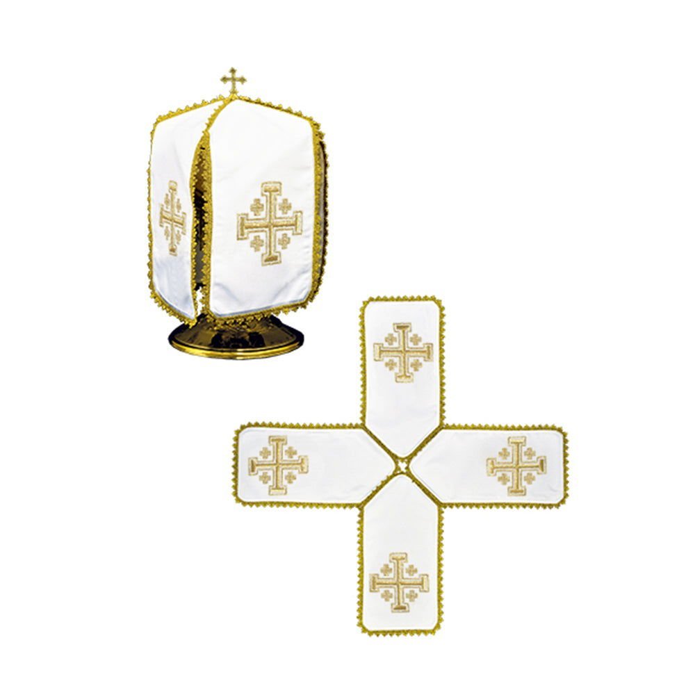 Veil for the pyx with cross embroidery KWE/030/K/04 29cm. BIAŁY - HAFTINAUSA.COM
