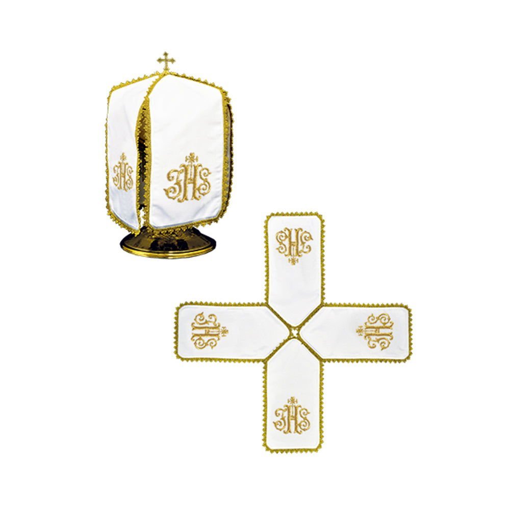 Veil for the pyx with IHS cross embroidery KWE/049/K/04 29cm. BIAŁY - HAFTINAUSA.COM