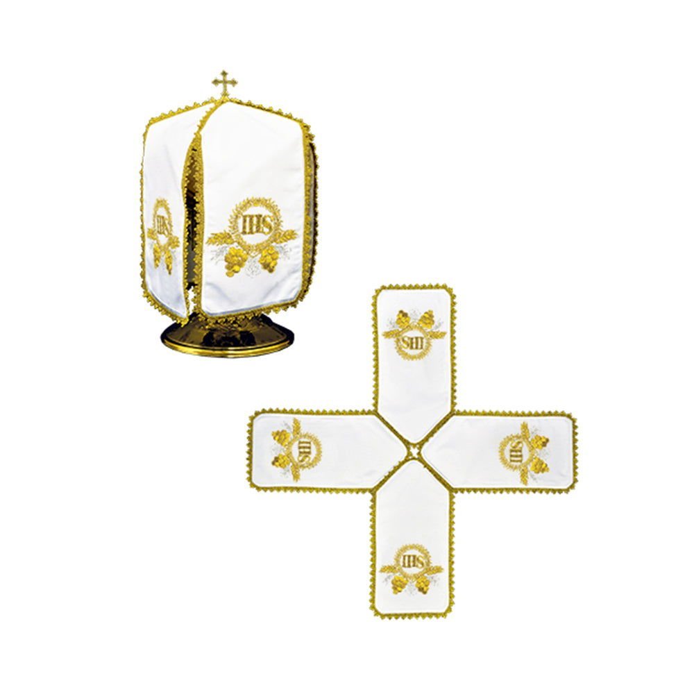 Veil for the pyx with IHS embroidery KWE/015/K/04 29cm. BIAŁY - HAFTINAUSA.COM