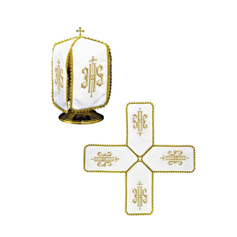 Veil for the pyx with IHS embroidery KWE/029/K/04 29cm. BIAŁY - HAFTINAUSA.COM