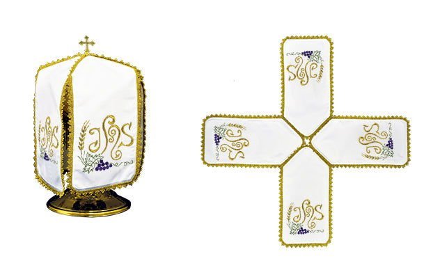 Veil for the pyx with IHS embroidery KWE/019/K/04 29cm. BIAŁY - HAFTINAUSA.COM