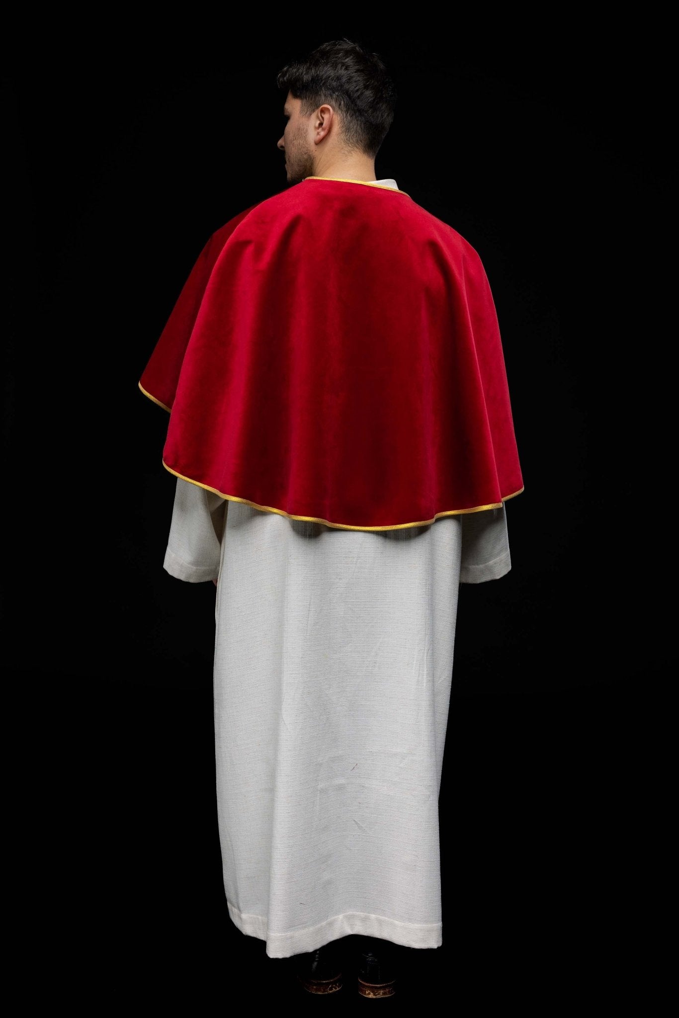 Velvet altar boy cape with ties red KKP/042/02/76 - HAFTINAUSA.COM