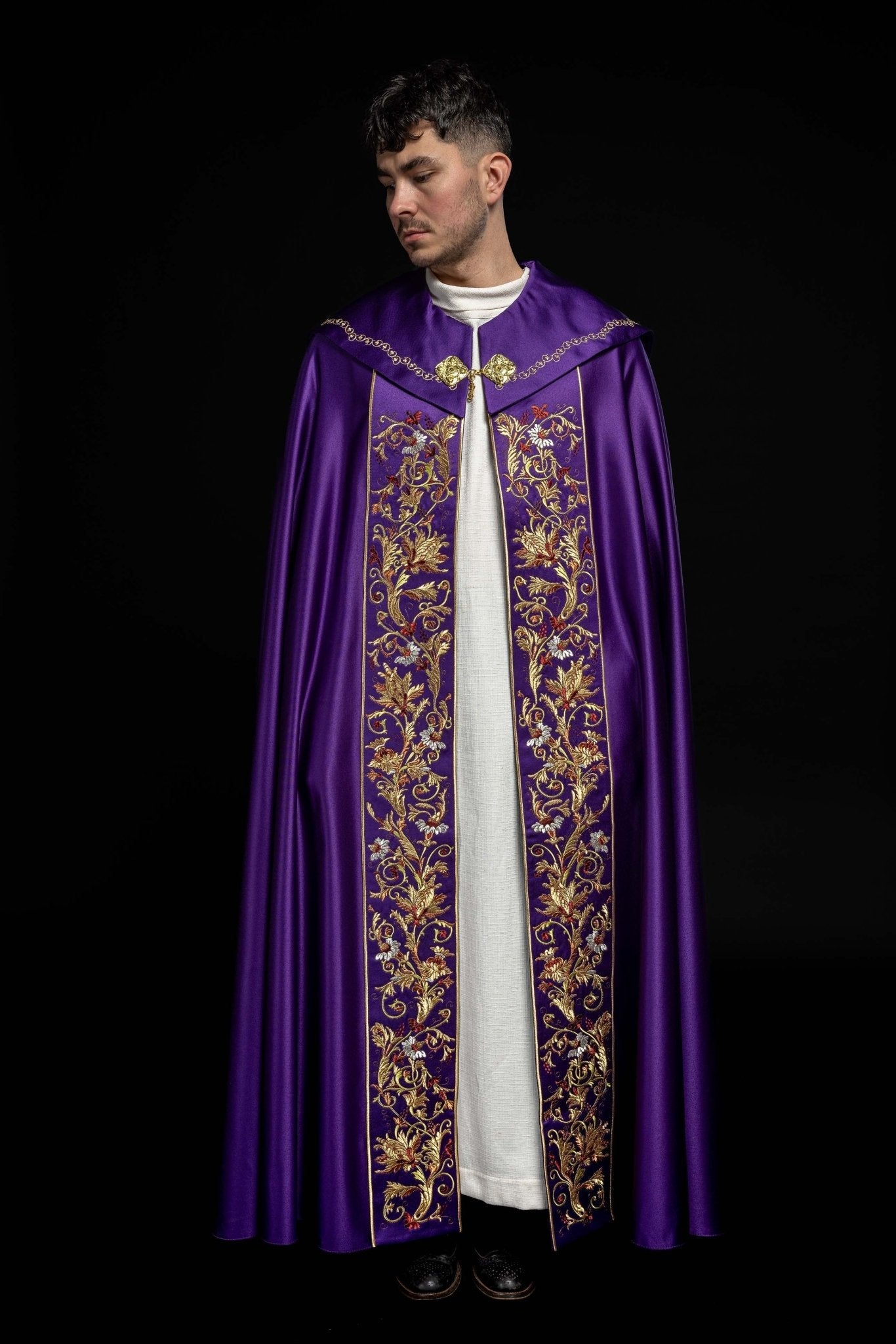 Violet cope with richly gold embroidery KKP/004/03/20 145cm - HAFTINAUSA.COM