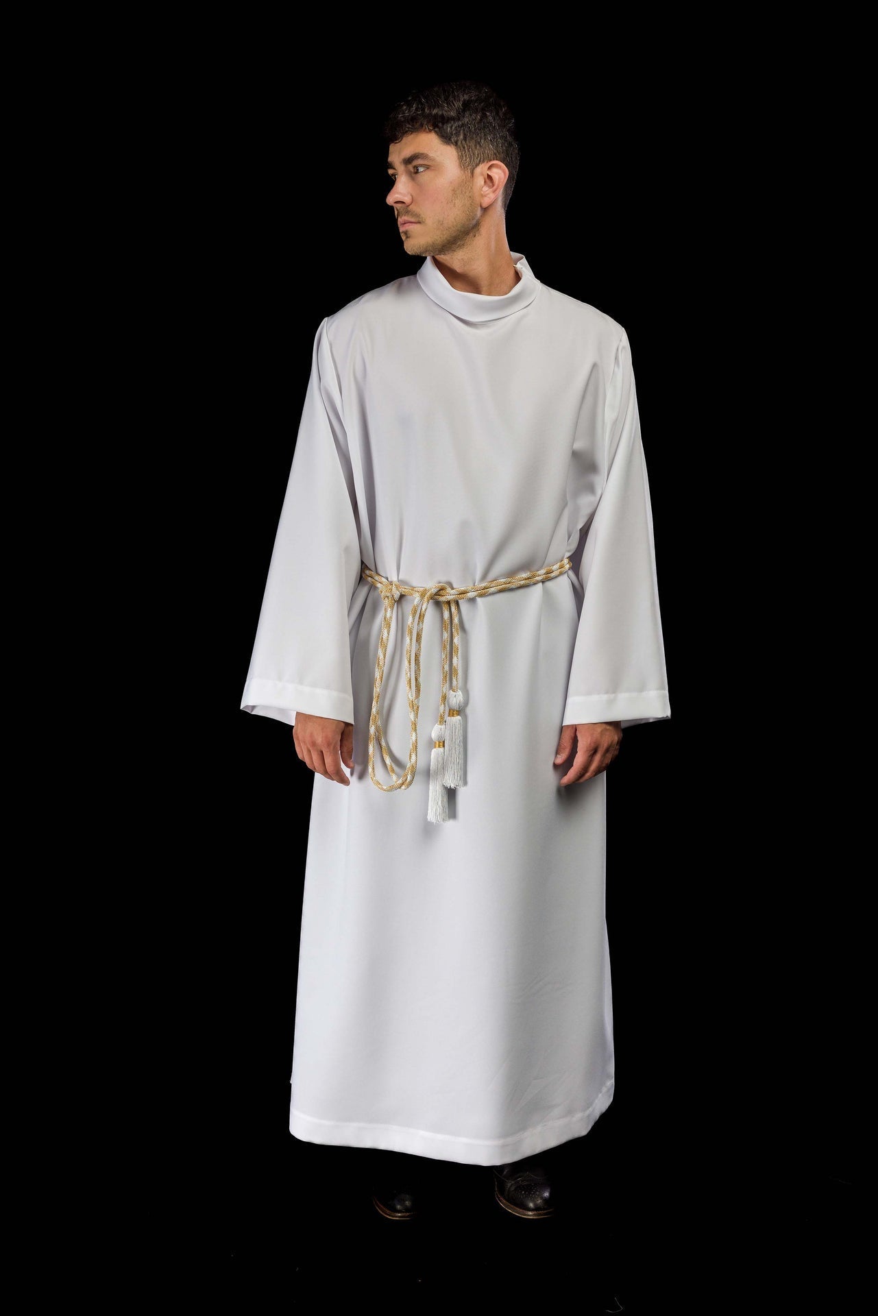 White and Gold Liturgical Cincture Premium CIN/805 - CHASUBLES.COM