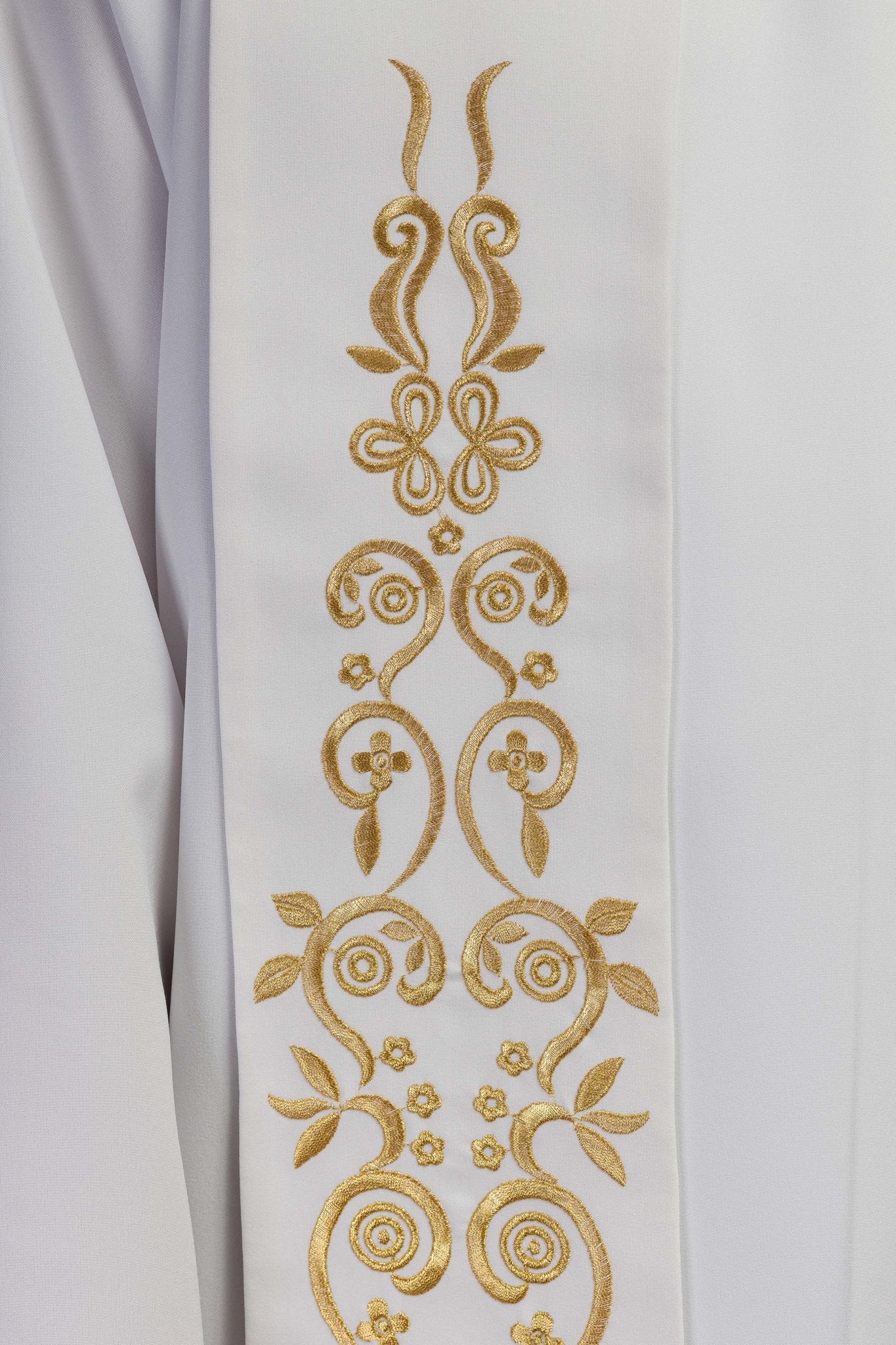 White embroidered priestly stole with Marian motif and crown KST/040/04/01 BIAŁY - HAFTINAUSA.COM
