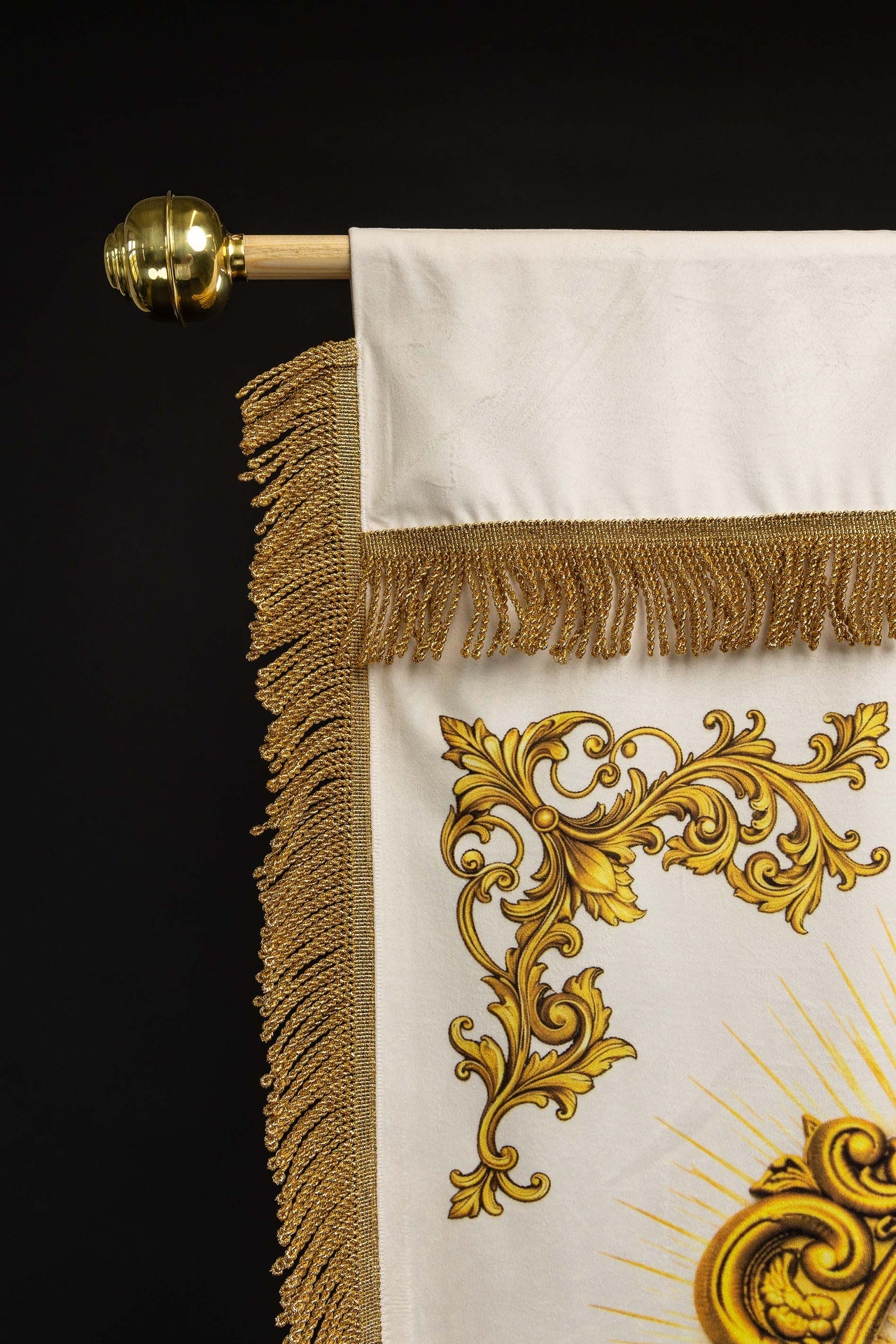 Double-sided Printed Liturgical Banner with the Sacred Heart of Jesus and IHS Christogram