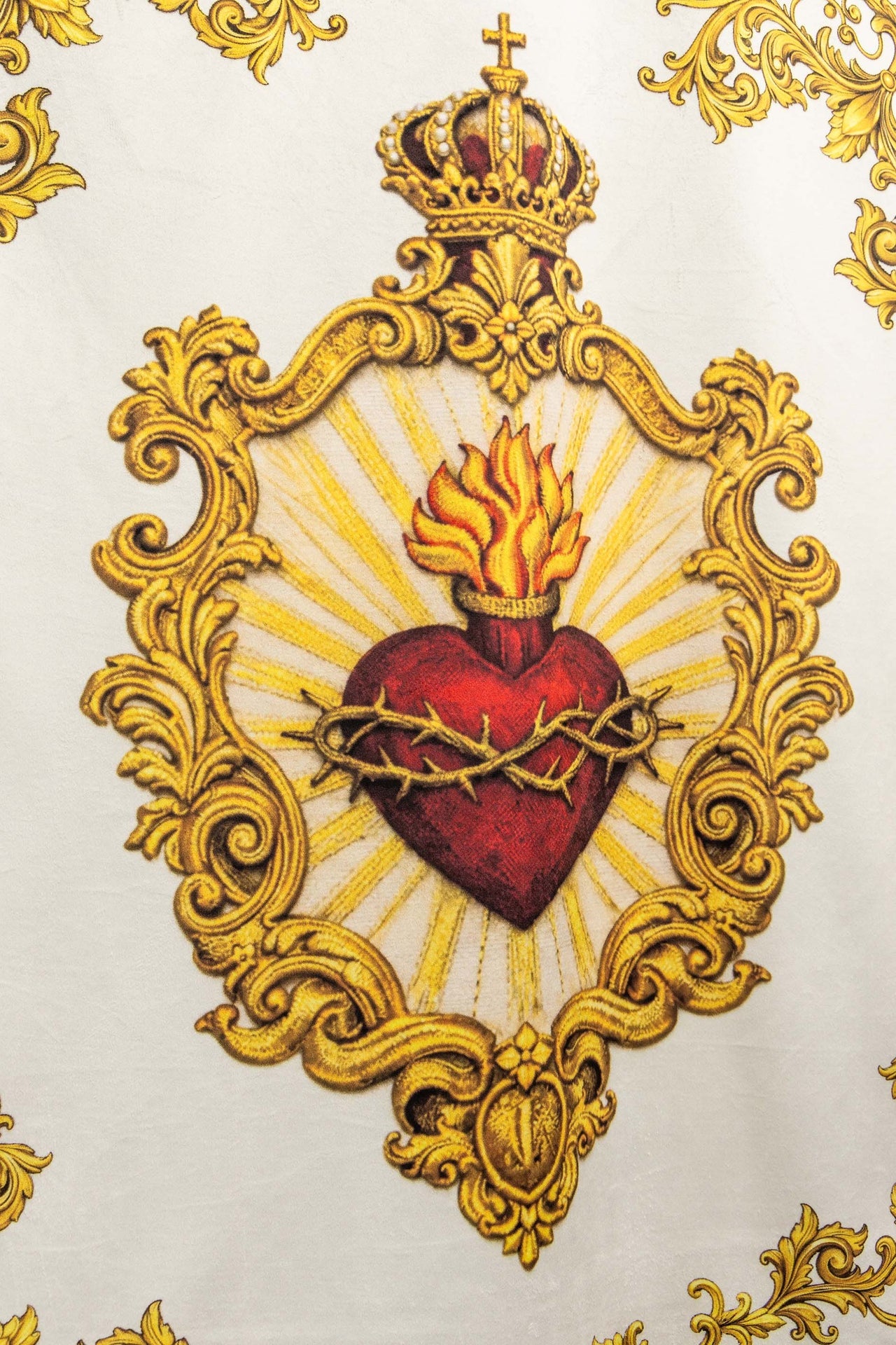 Double-sided Printed Liturgical Banner with the Sacred Heart of Jesus and IHS Christogram