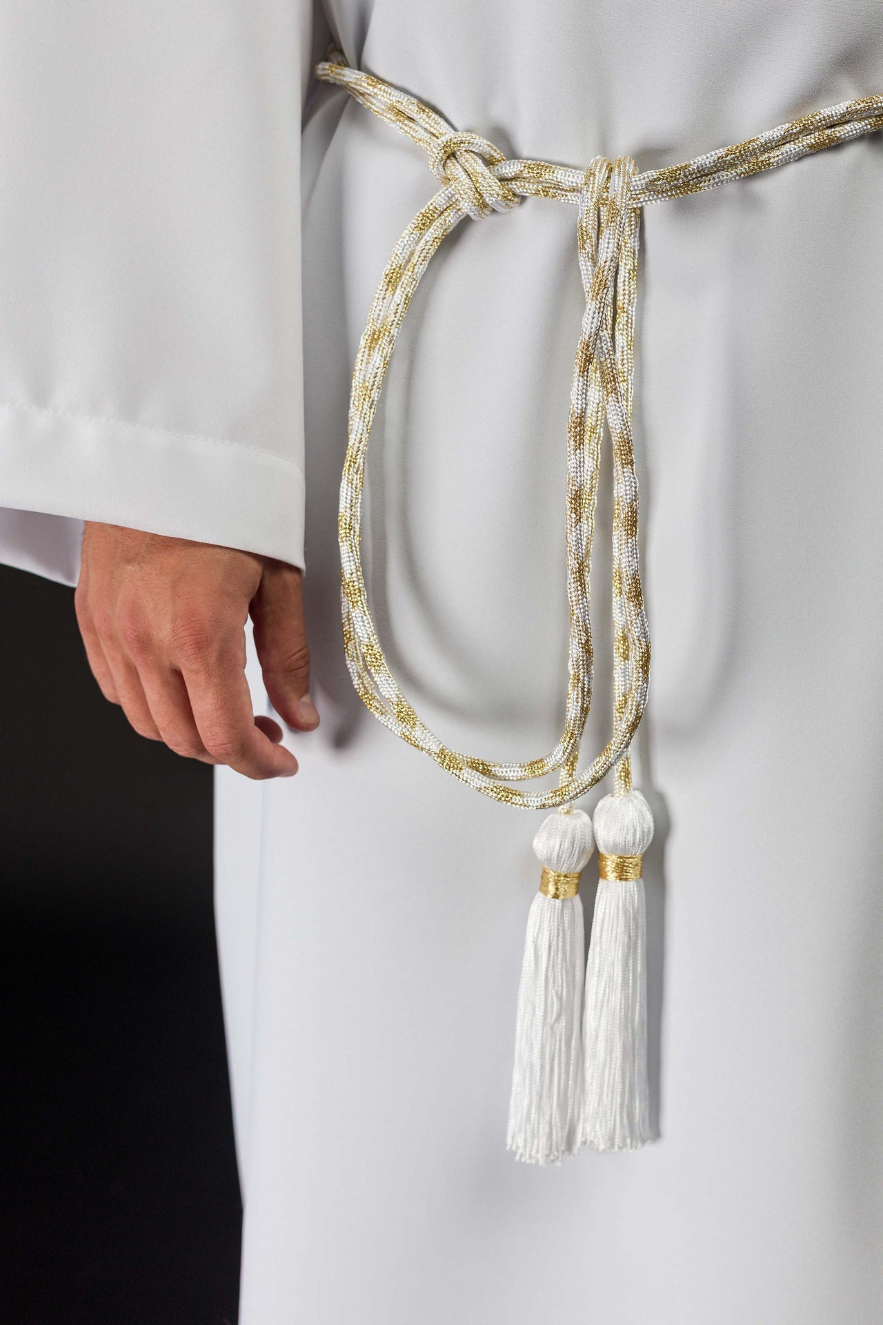 White and Gold Liturgical Cincture - CHASUBLES.COM