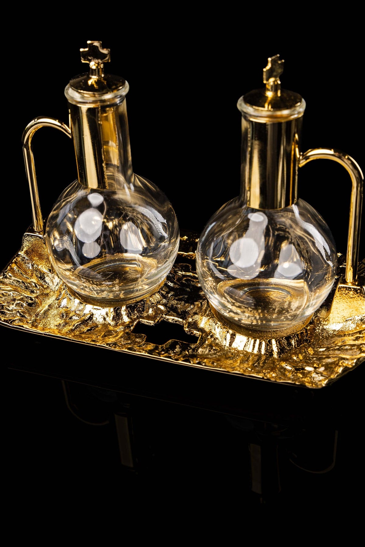 Liturgical Cruets with Gold-Plated Cast-Metal Tray, 100 ml