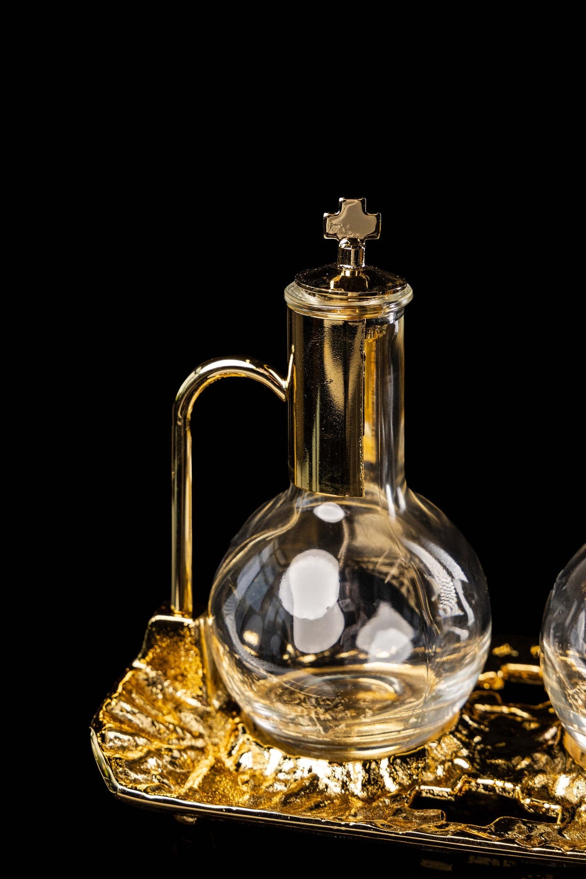 Liturgical Cruets with Gold-Plated Cast-Metal Tray, 100 ml