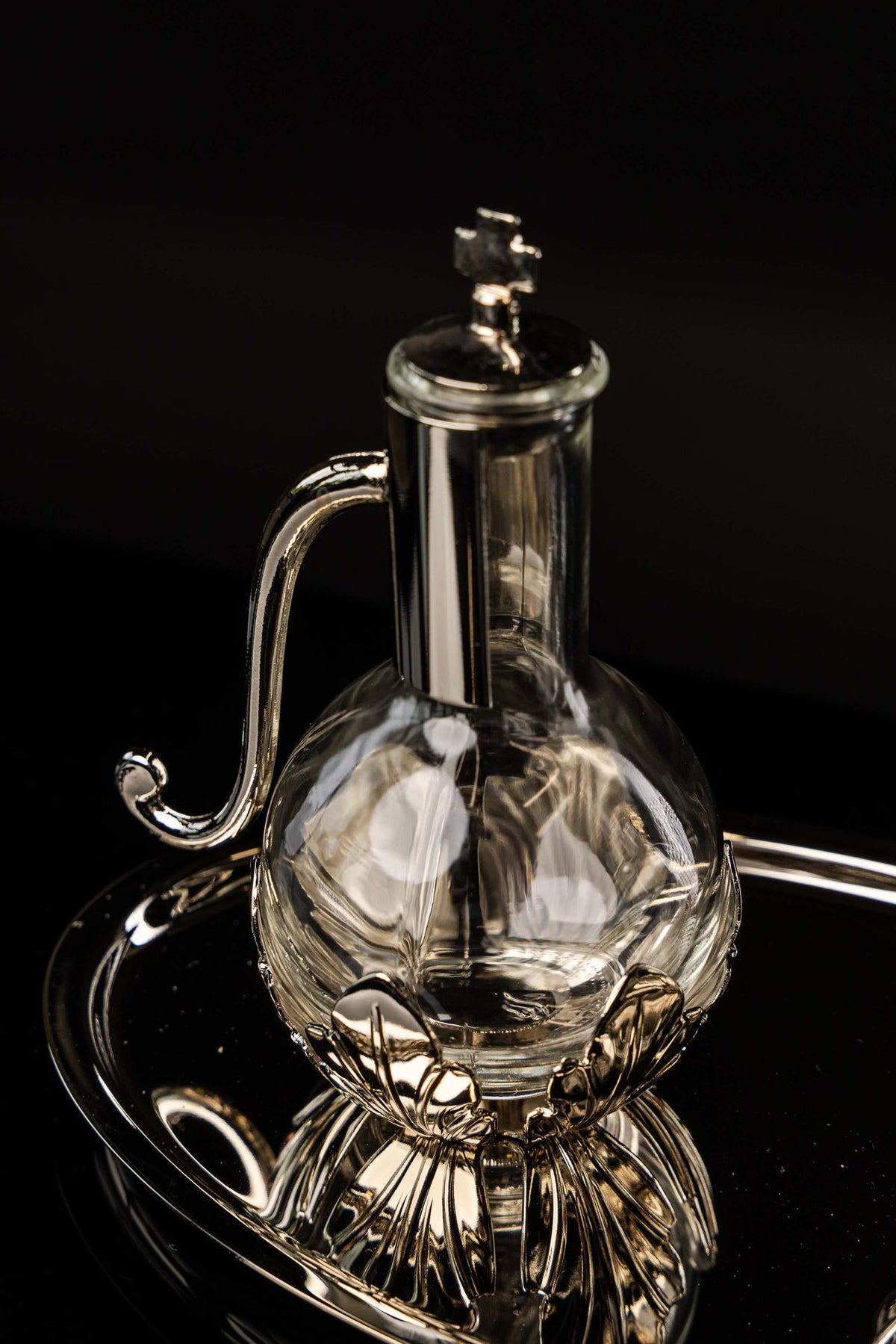 Liturgical Cruets with Silver-Plated Metal Tray, 100 ml