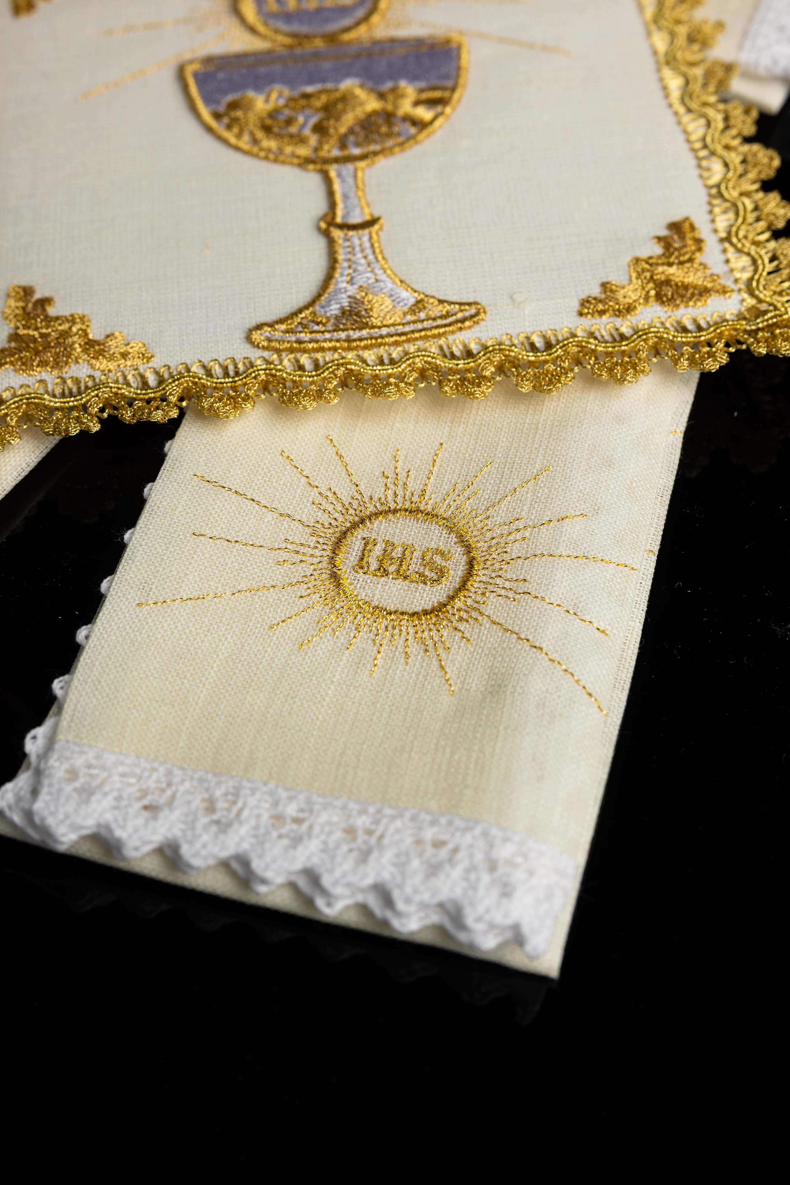 Chalice Set with Golden Chalice Motif and IHS