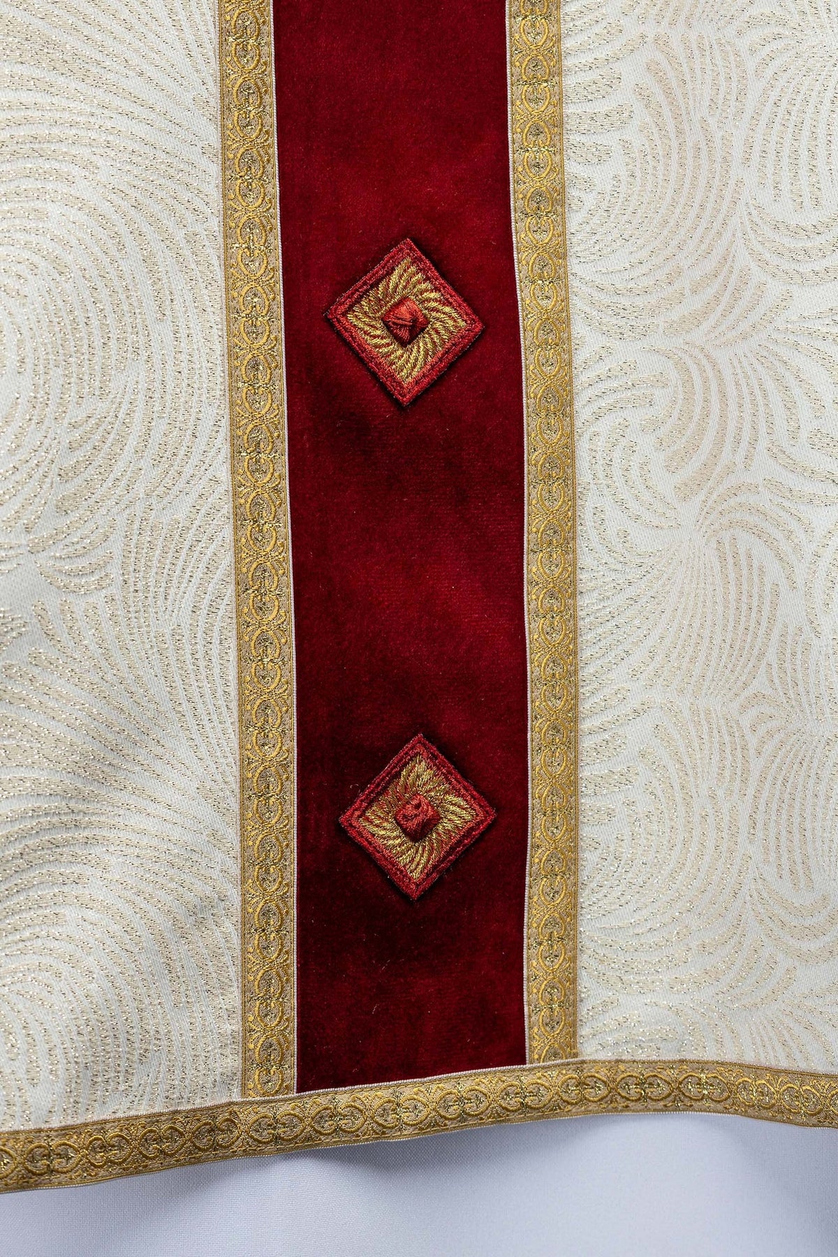 Ecru Chasuble with Natural Stones, Handmade 7012