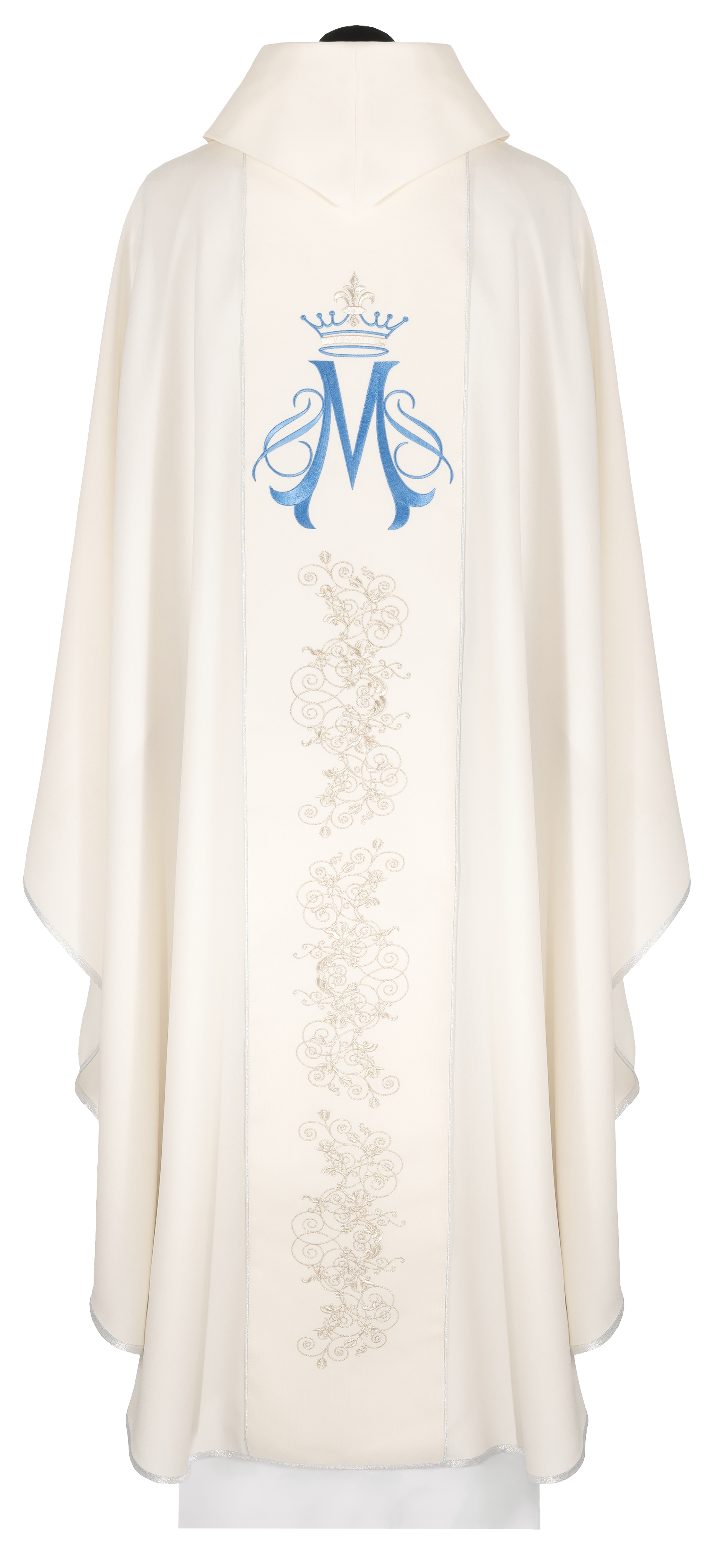 Embroidered ecru chasuble with Marian motif - CHASUBLES.COM