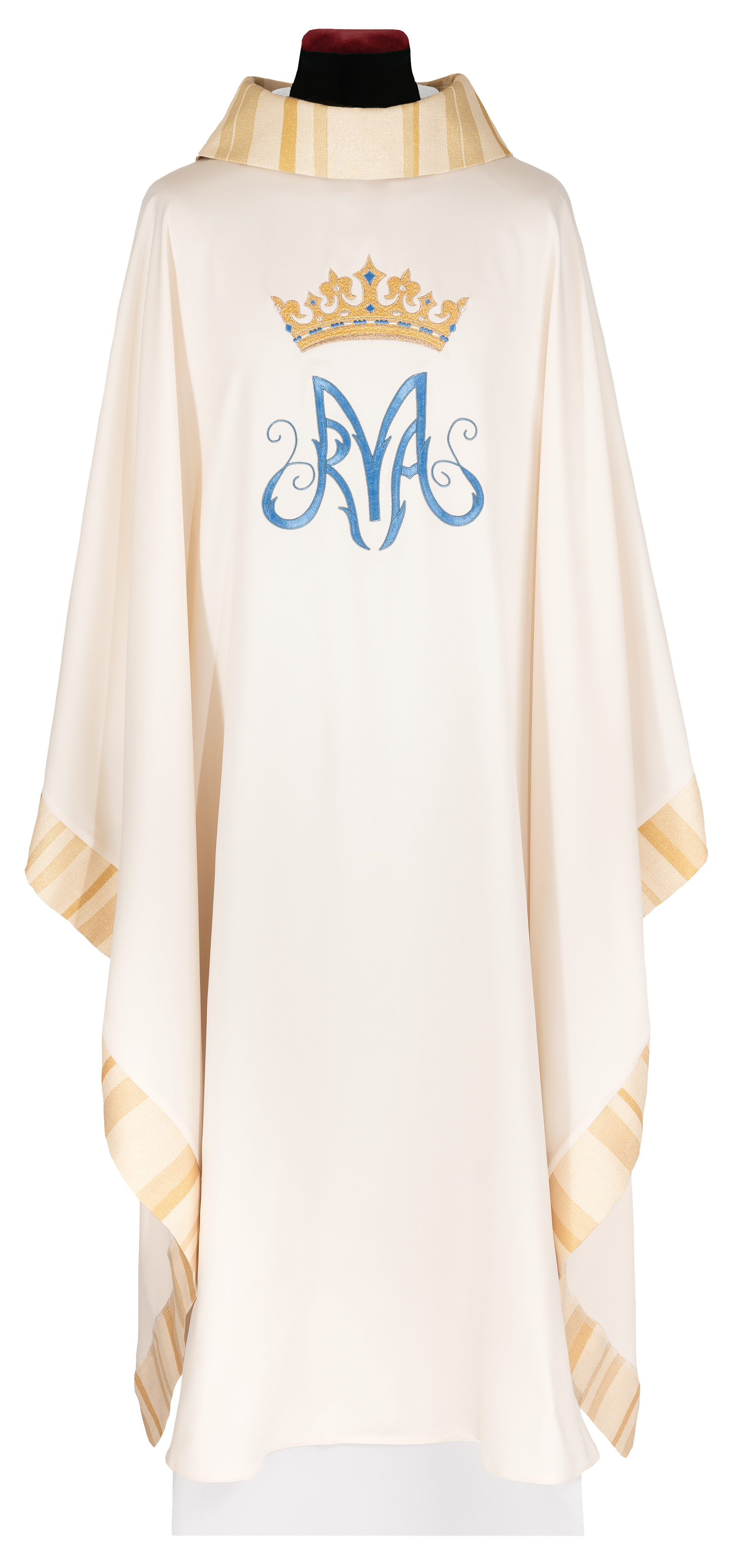 Embroidered ecru chasuble with Marian motif - CHASUBLES.COM