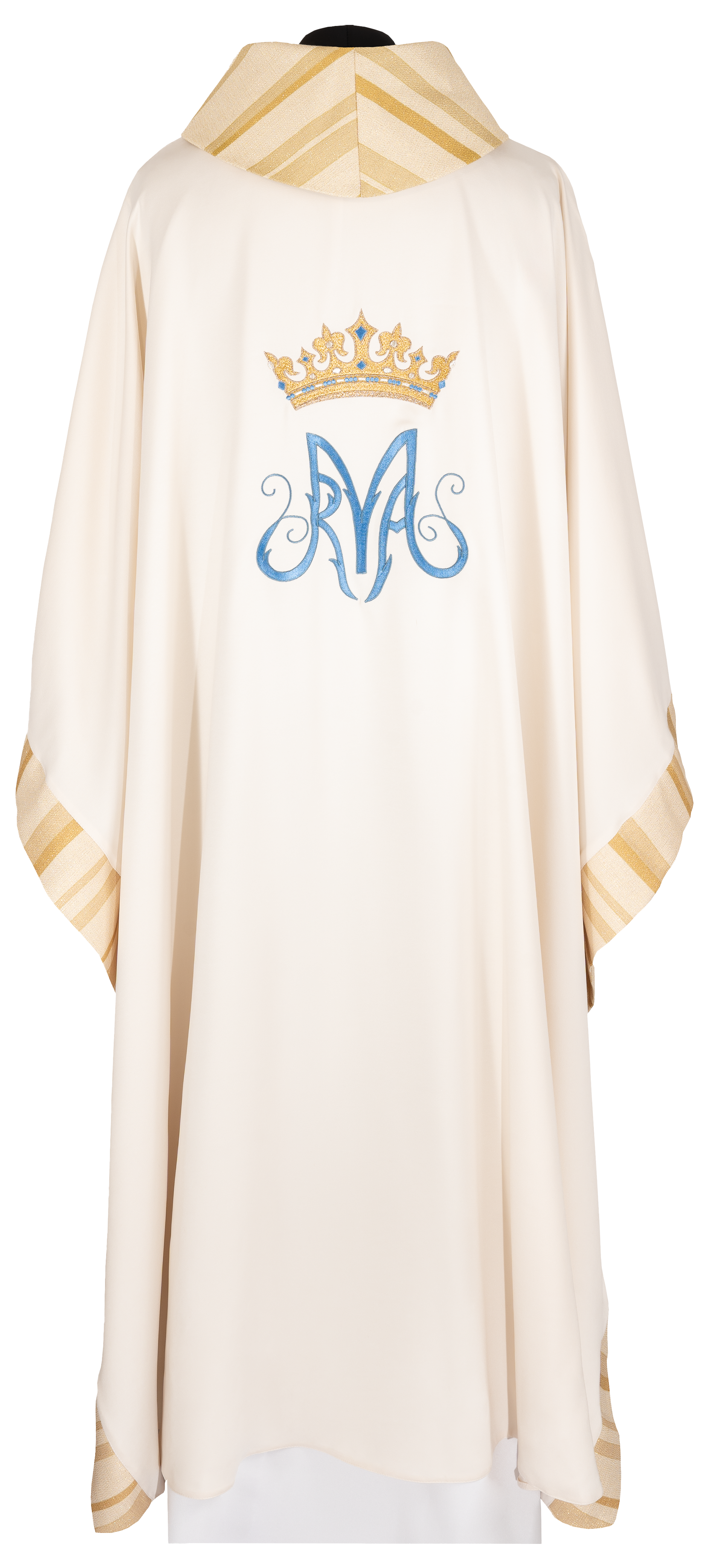 Embroidered ecru chasuble with Marian motif - CHASUBLES.COM
