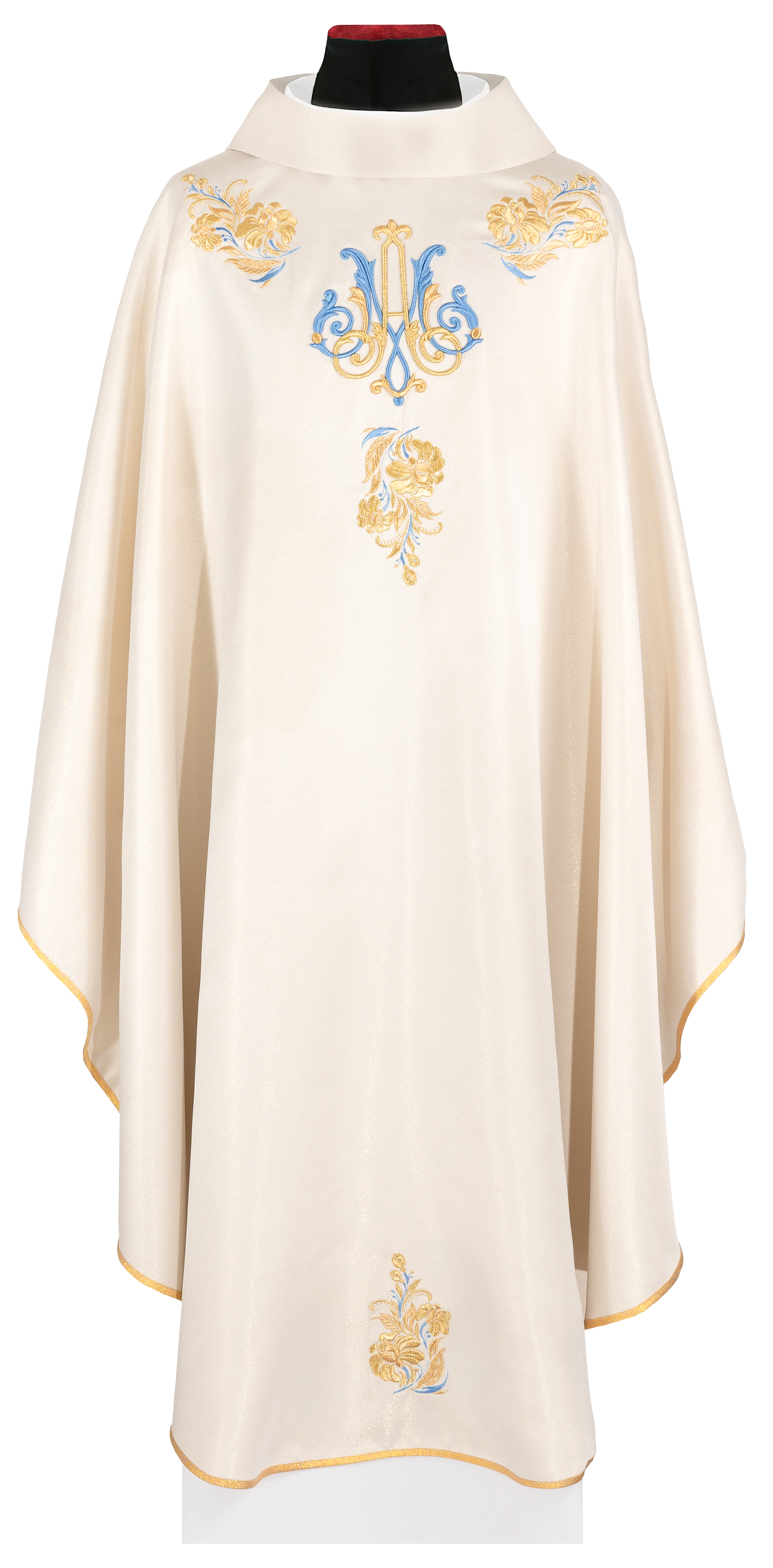 Embroidered ecru chasuble with Marian motif - CHASUBLES.COM