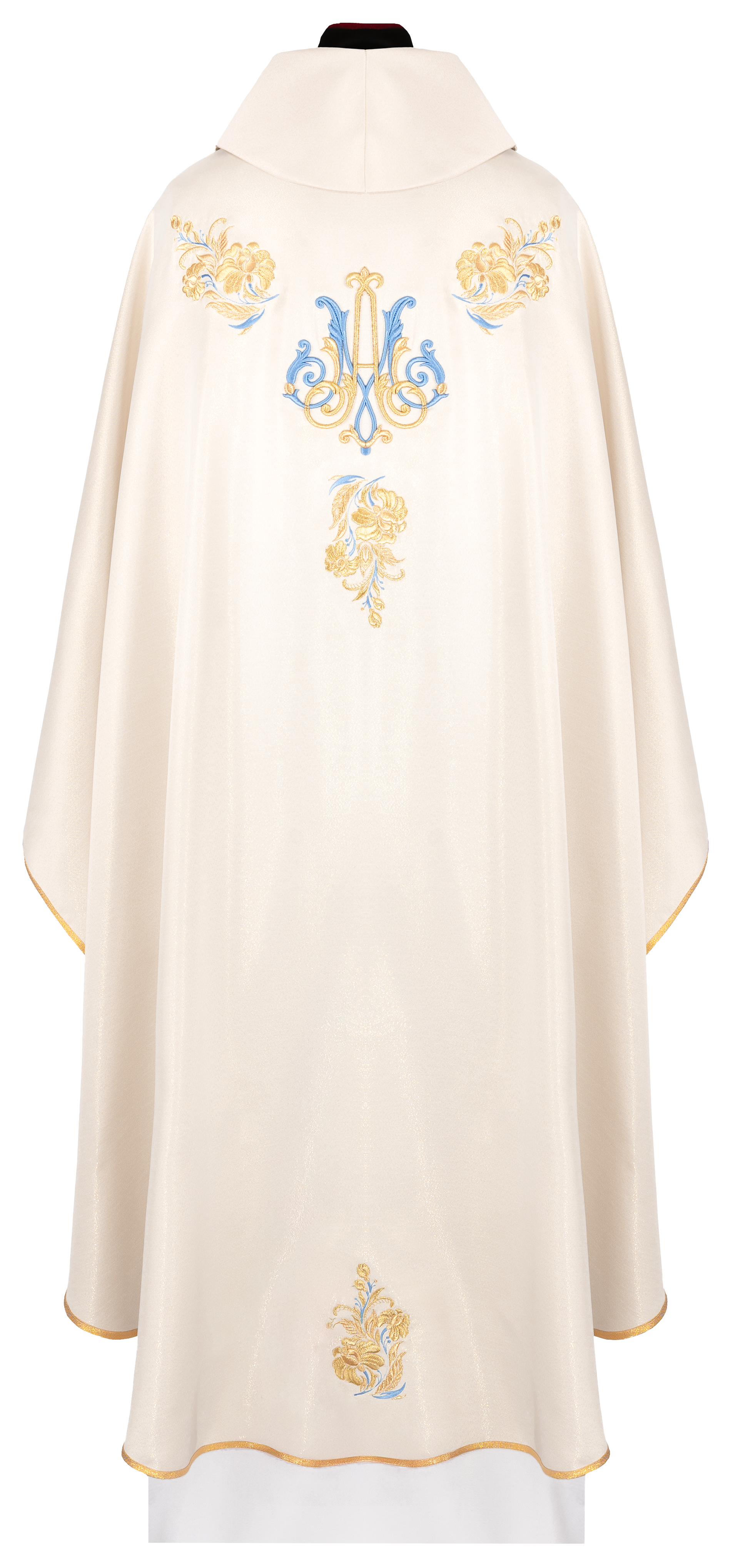 Embroidered ecru chasuble with Marian motif - CHASUBLES.COM