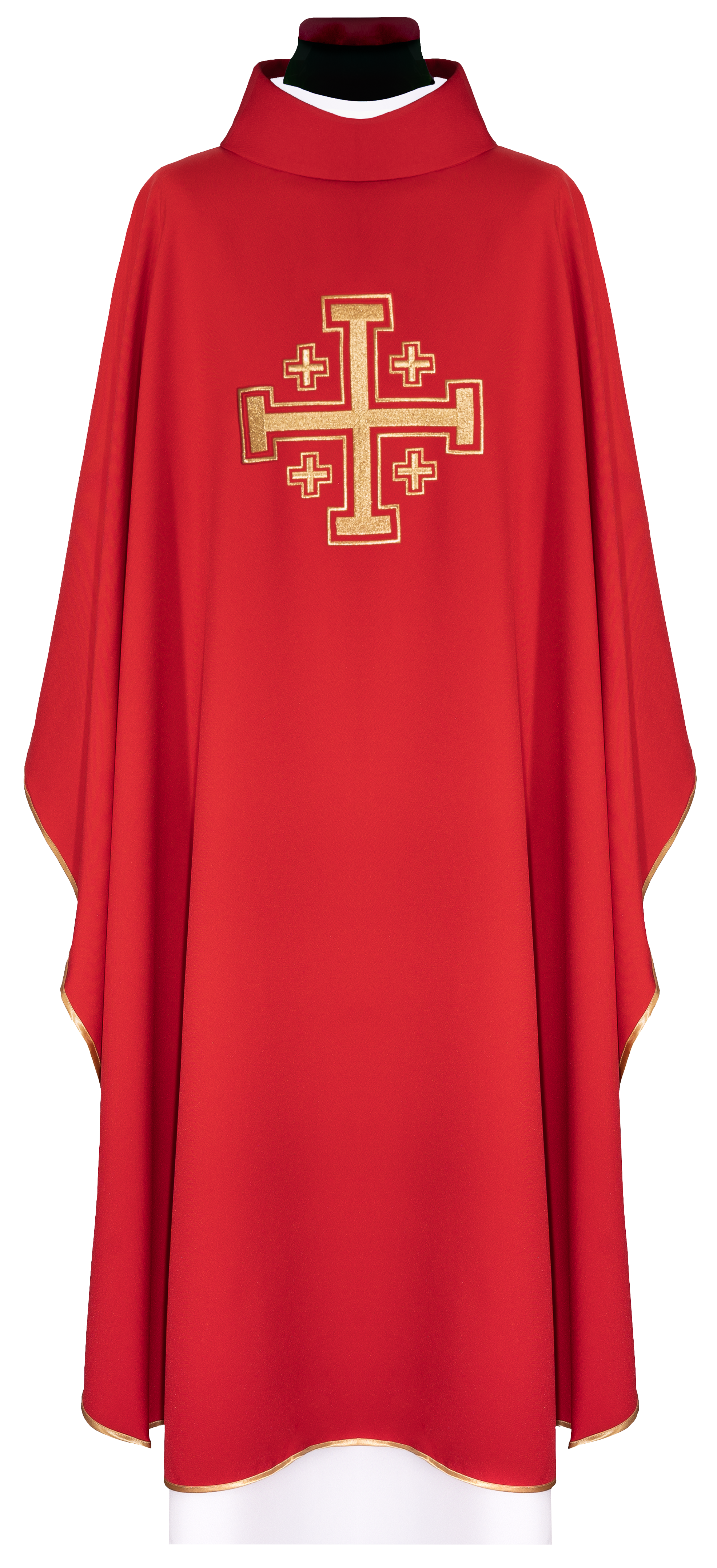 Red chasuble embroidered with a cross motif - CHASUBLES.COM