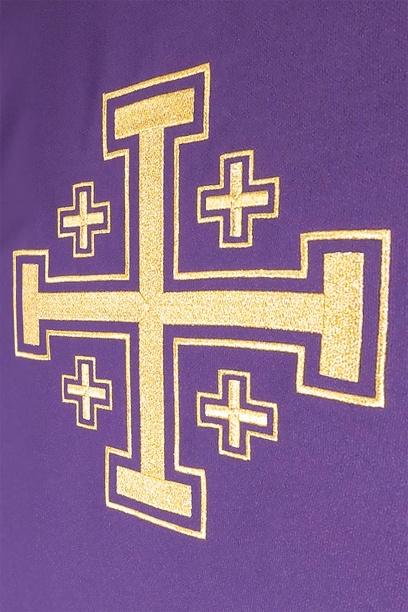 Purple chasuble embroidered with a cross motif - CHASUBLES.COM