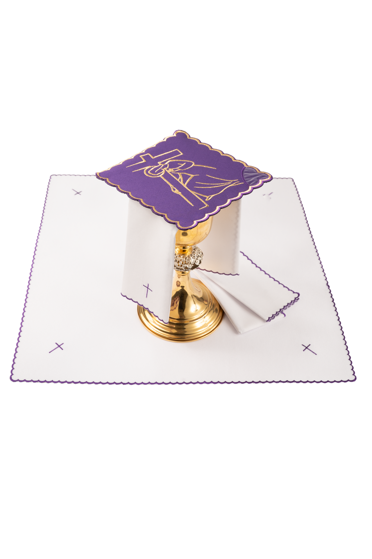 Embroidered chalice linens set Stations of the Cross
