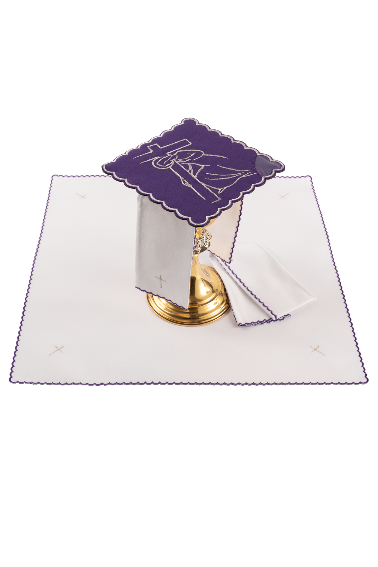 Embroidered chalice linens set Stations of the Cross