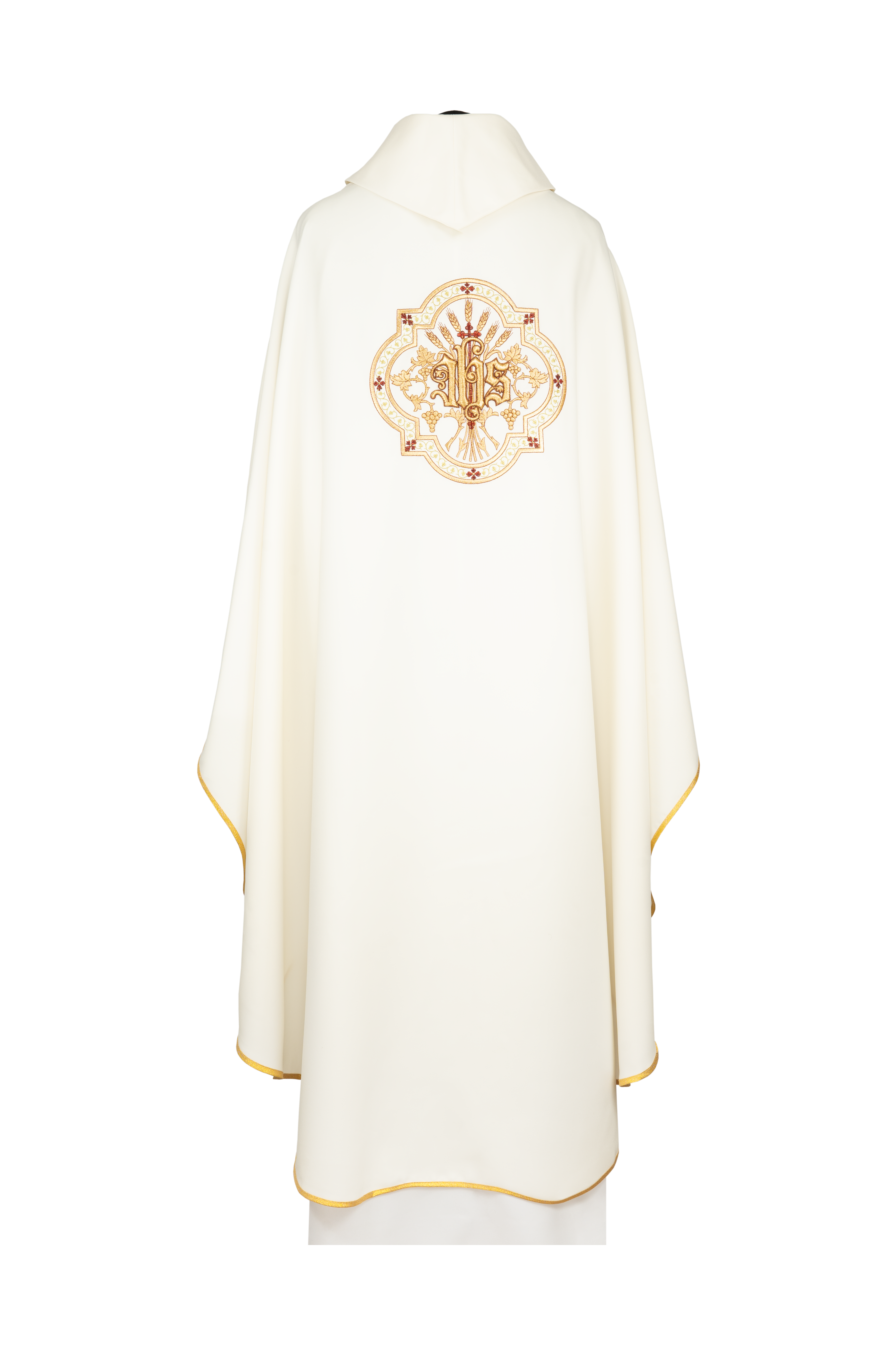 Embroidered chasuble with a Eucharistic Chalice and IHS motif