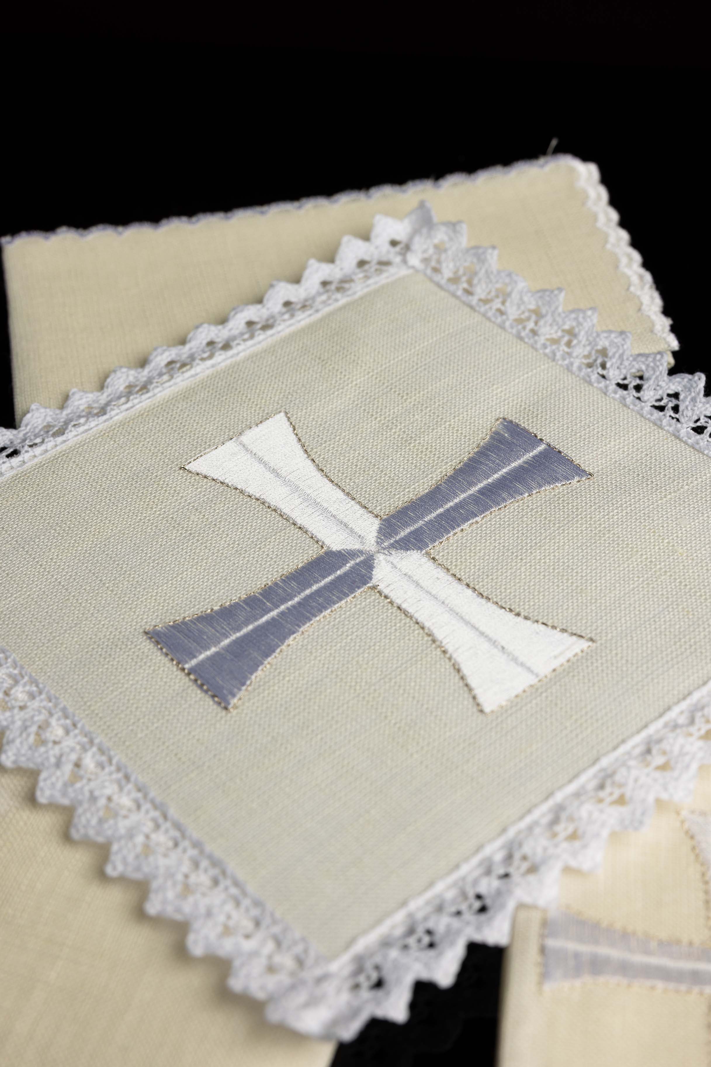 Chalice Linens with Delicate Cross Embroidery