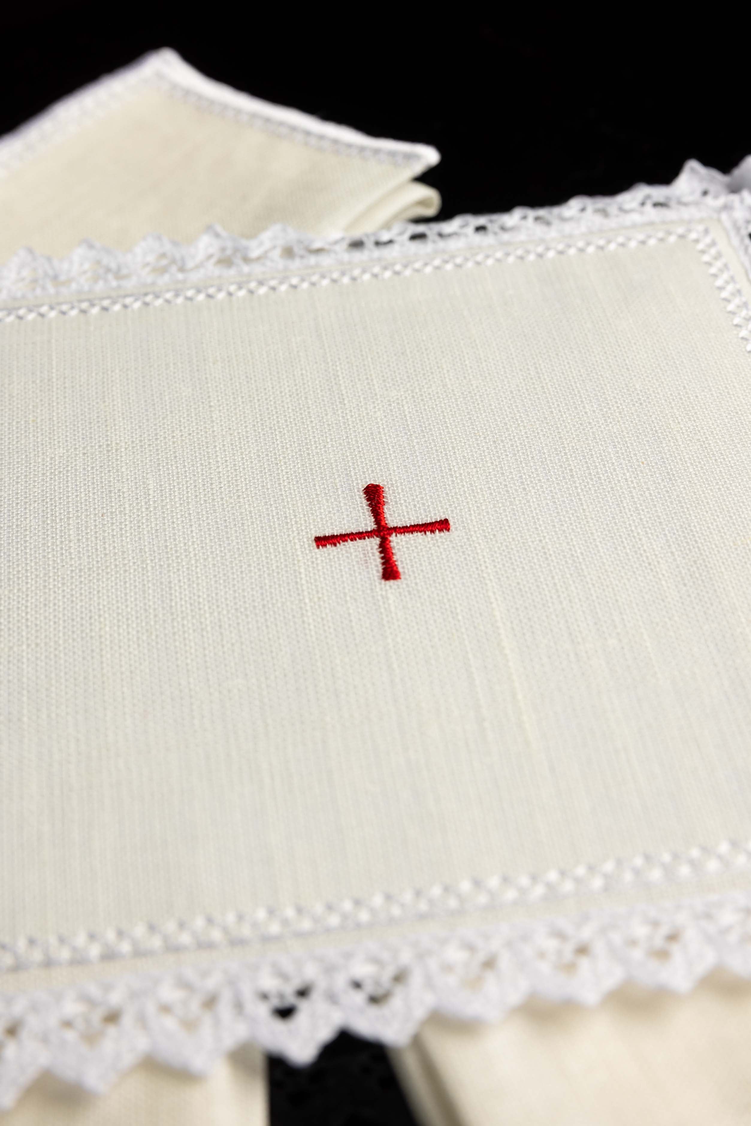 Embroidered altar linen small red cross