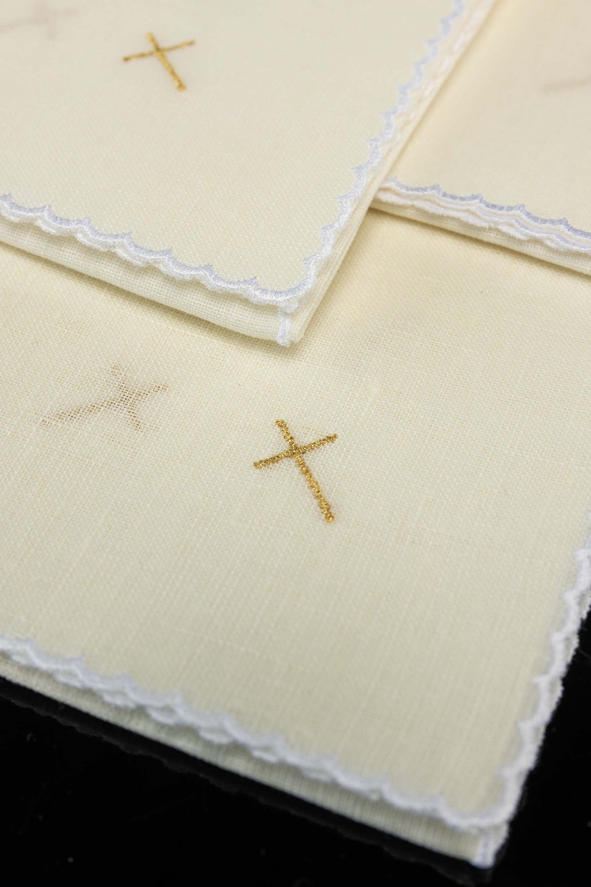 Set of 5 Linen Corporals with Gold Cross Embroidery