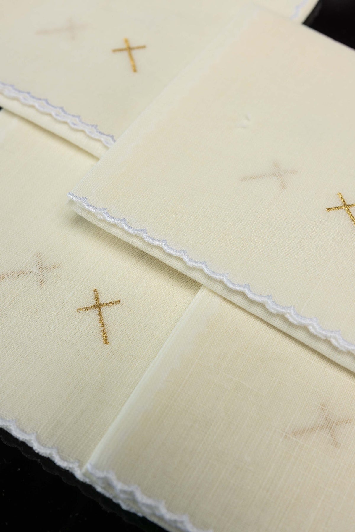 Set of 5 Linen Corporals with Gold Cross Embroidery