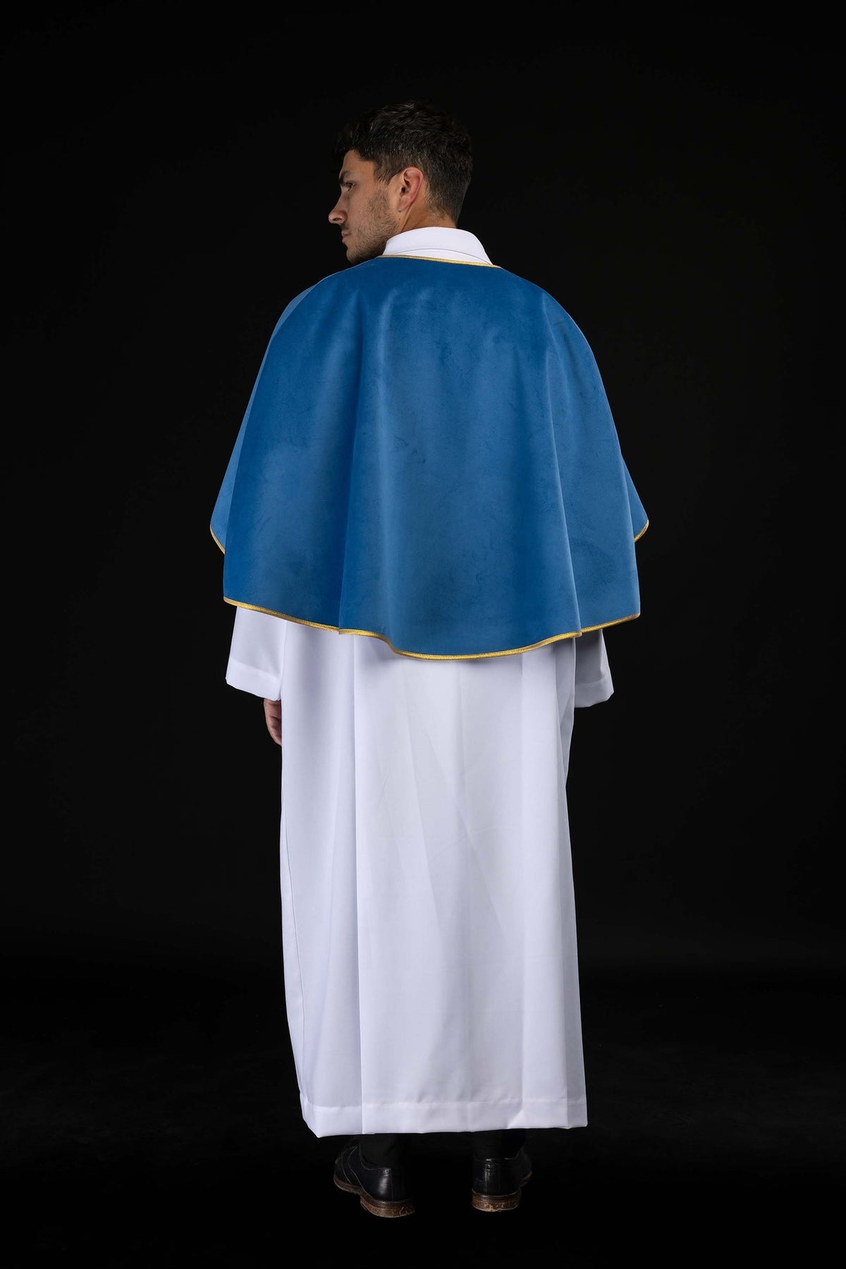 Blue Velvet Altar Server Cape with Gold Trim