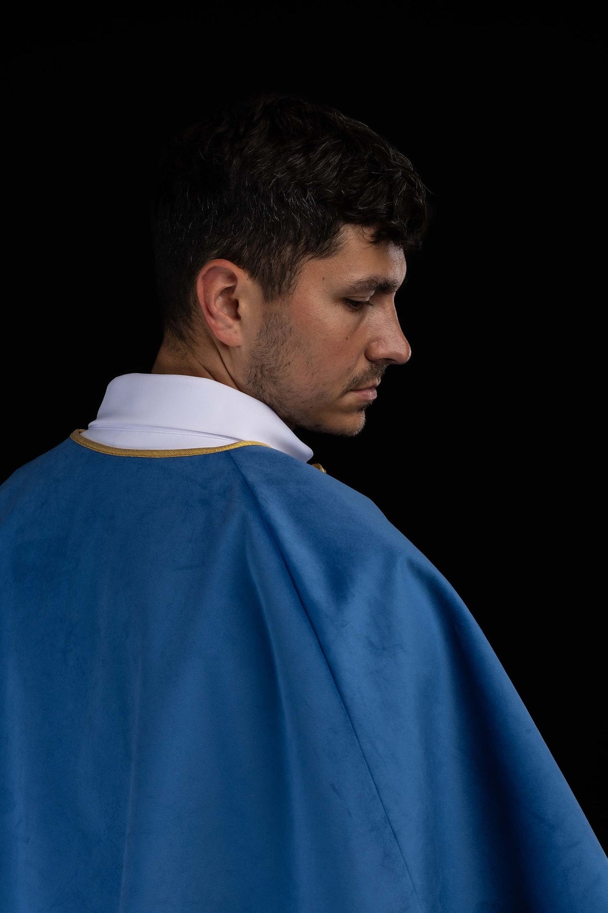 Blue Velvet Altar Server Cape with Gold Trim