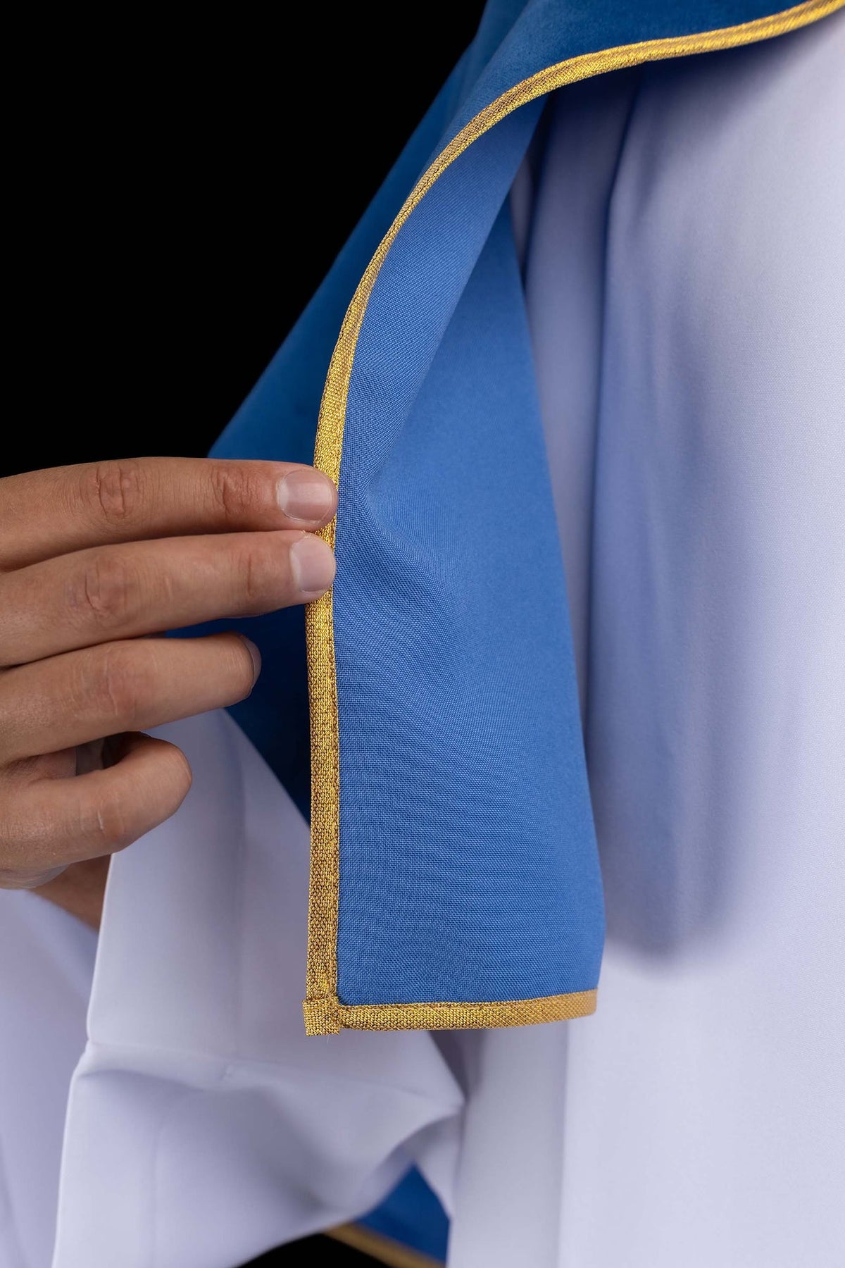 Blue Velvet Altar Server Cape with Gold Trim