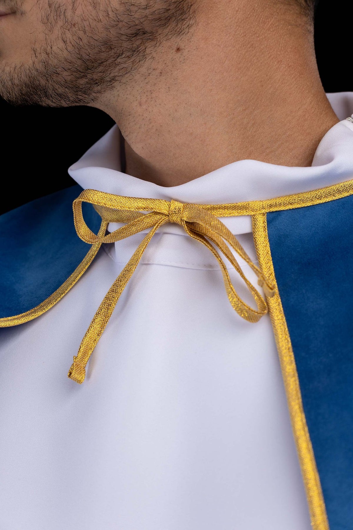 Blue Velvet Altar Server Cape with Gold Trim
