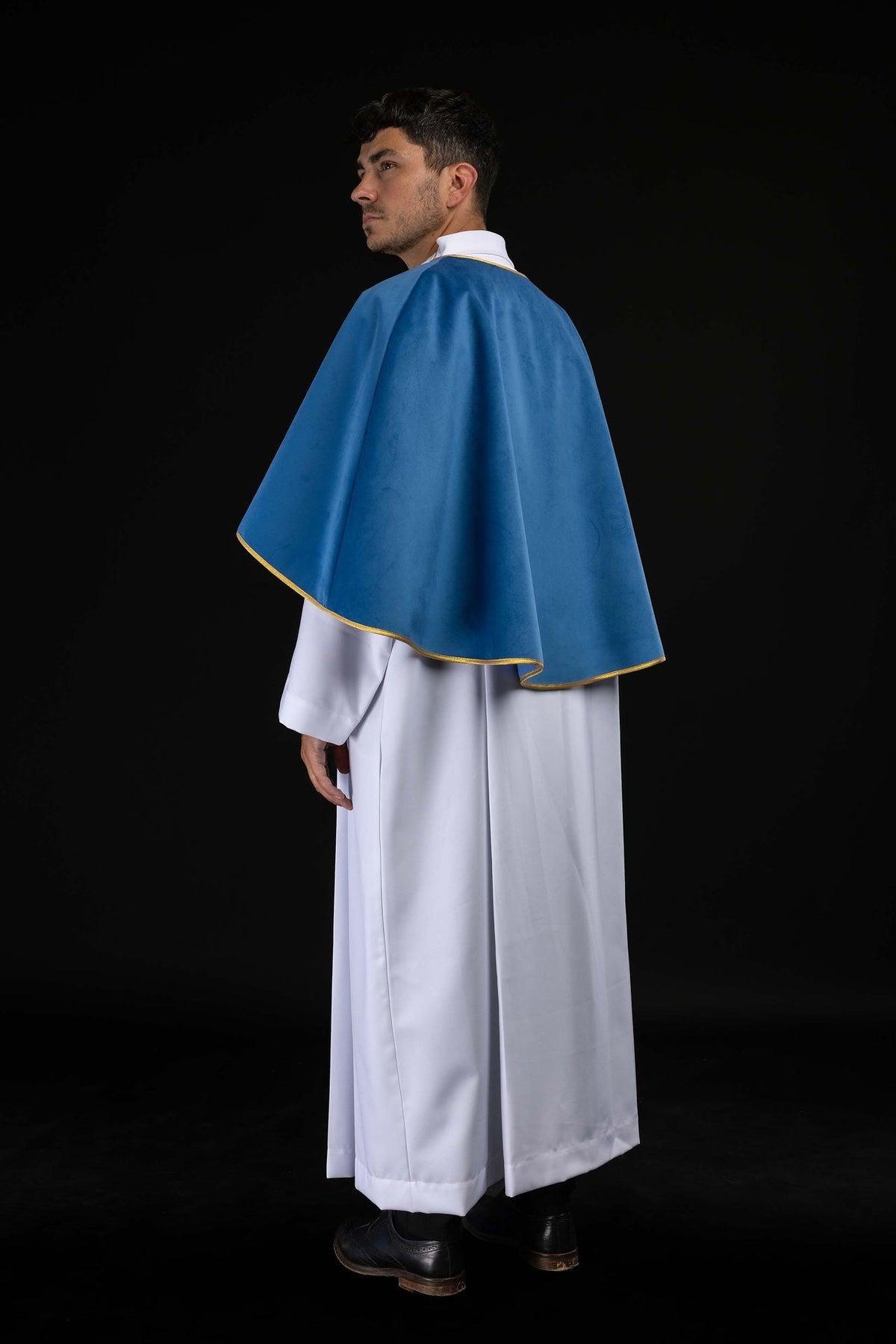 Blue Velvet Altar Server Cape with Gold Trim