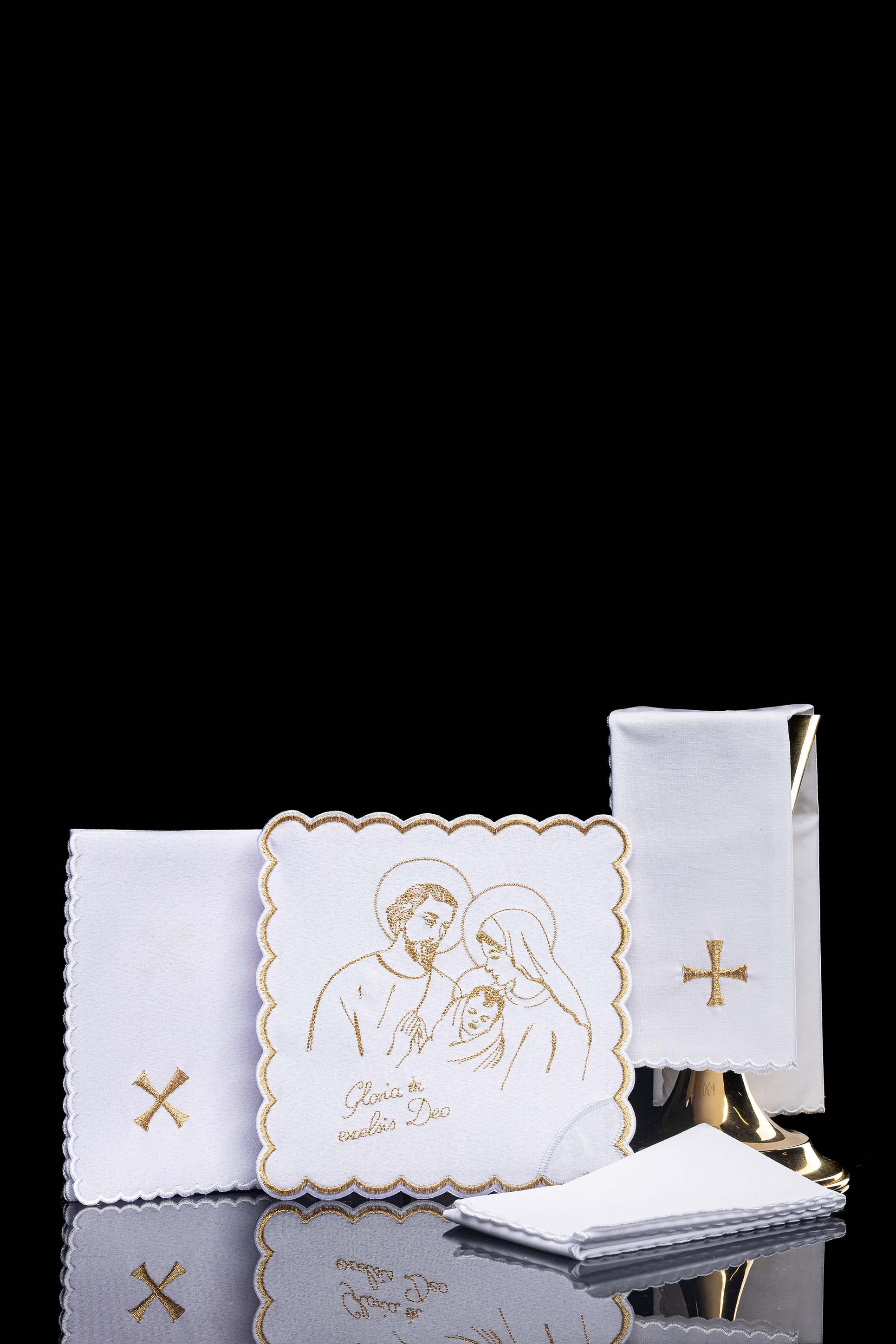 Chalice Linens with Golden Christmas Embroidery