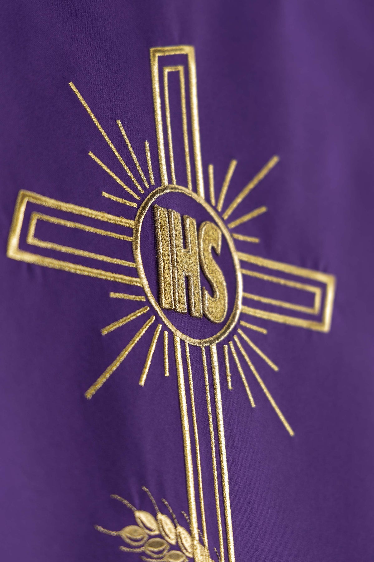 Purple Lectern Cloth with Embroidered Cross Motif