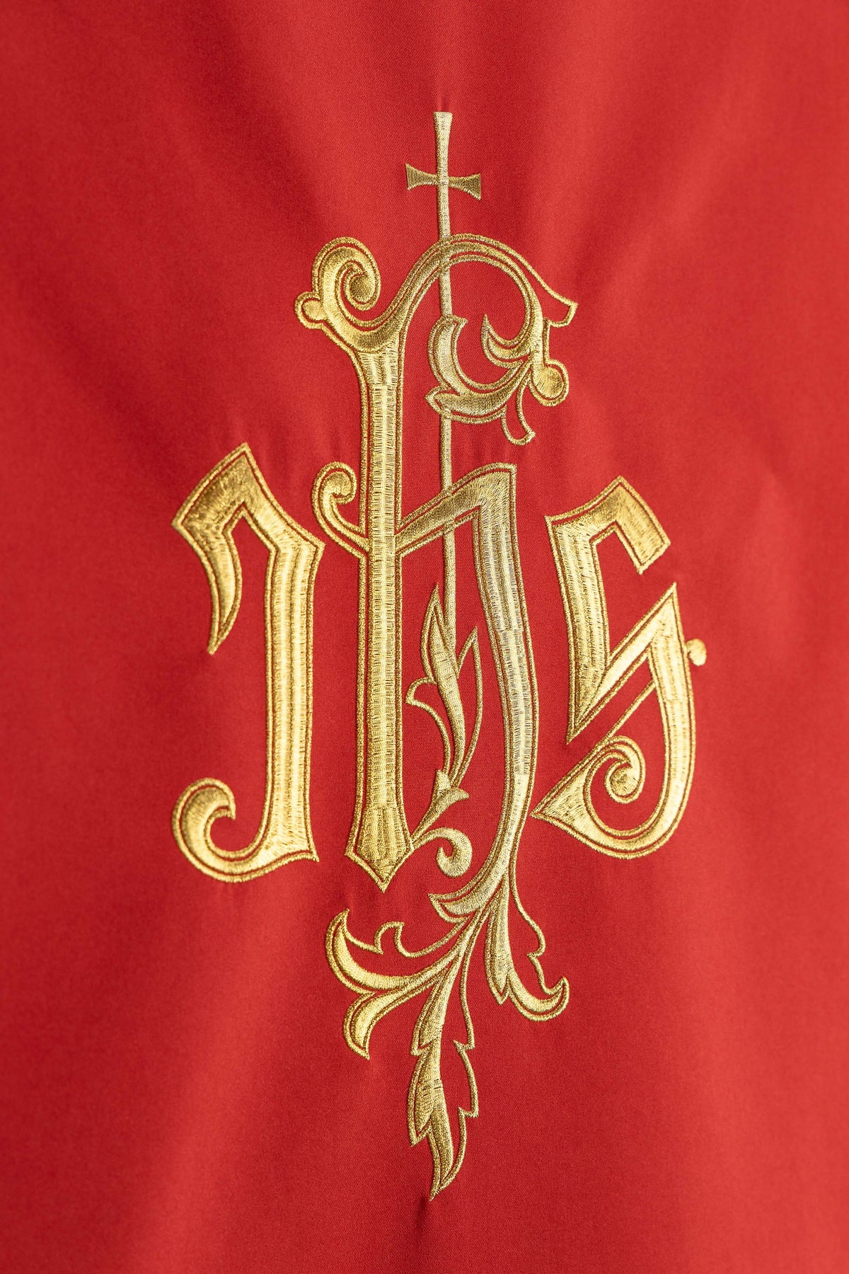 Red Lectern Cloth with Embroidered IHS Motif