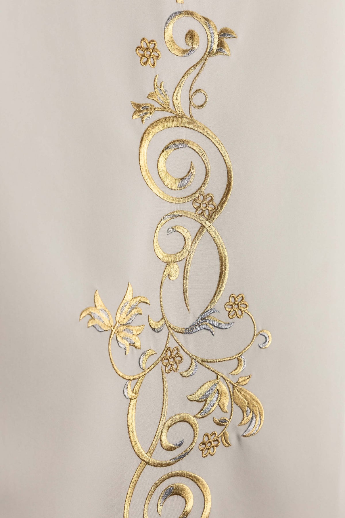 Ecru Lectern Cloth with IHS Embroidery and Botanical Ornament