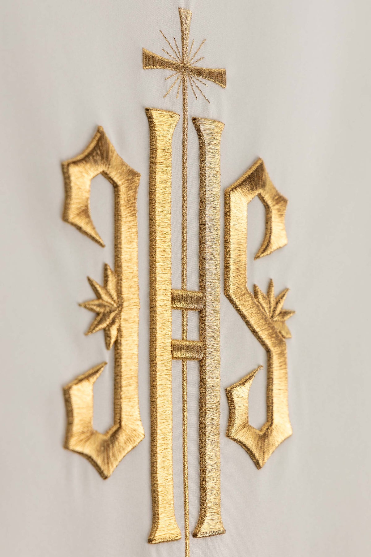 Ecru Lectern Cloth with IHS Embroidery and Botanical Ornament