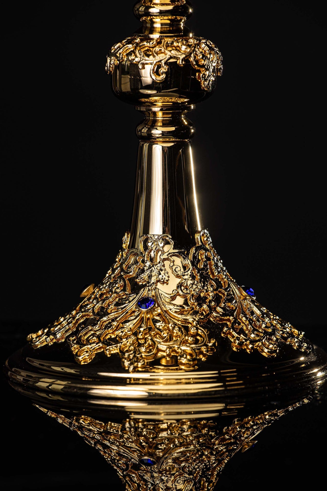 Handcrafted Gold-Plated Mass Chalice Adorned with Sapphires