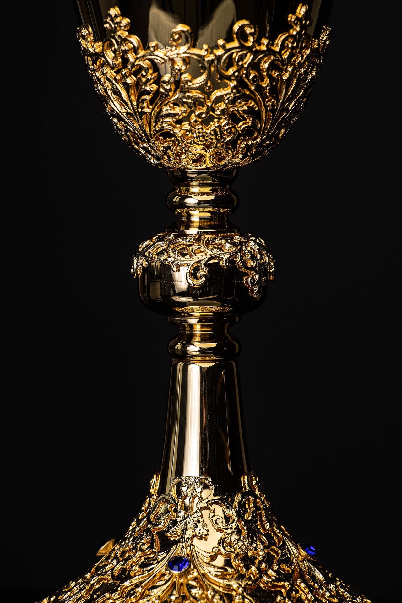 Handcrafted Gold-Plated Mass Chalice Adorned with Sapphires