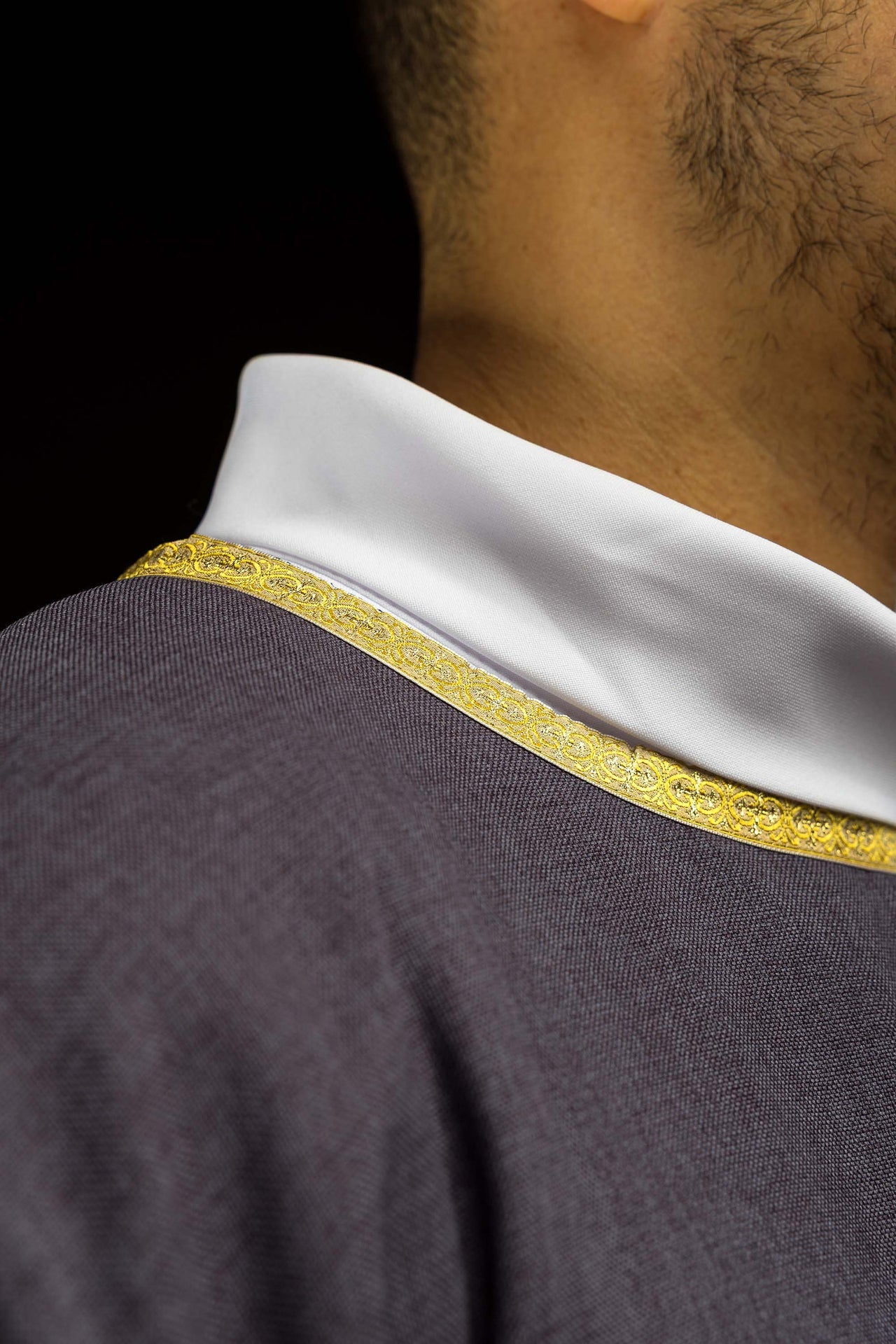 Purple liturgical chasuble with gold IHS embroidery - CHASUBLES.COM
