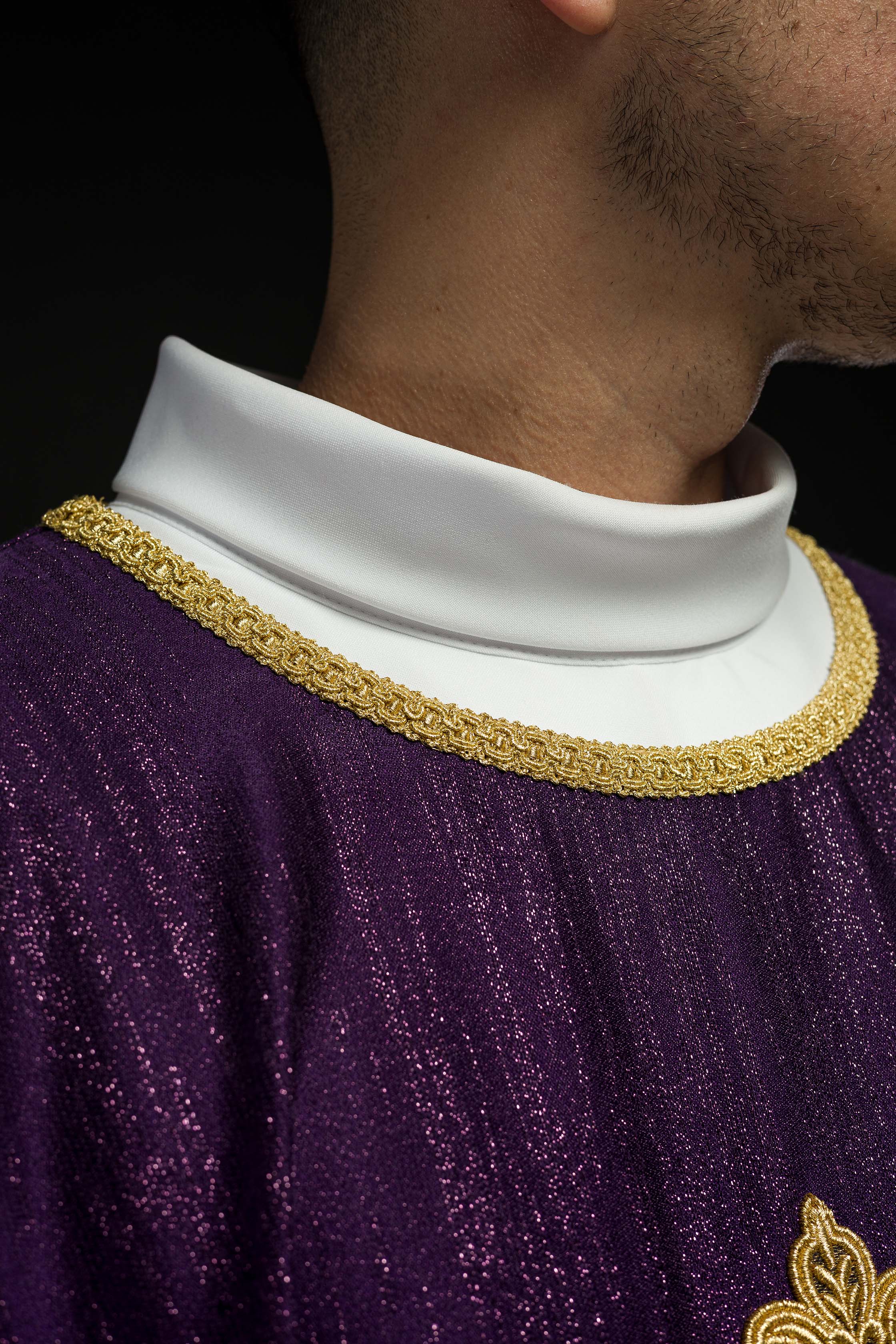 Purple Liturgical Chasuble with Embroidered Cross – Decorative Fabric