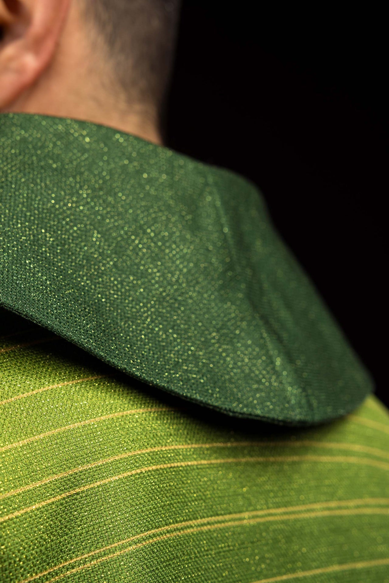 Green printed chasuble with Jerusalem Cross