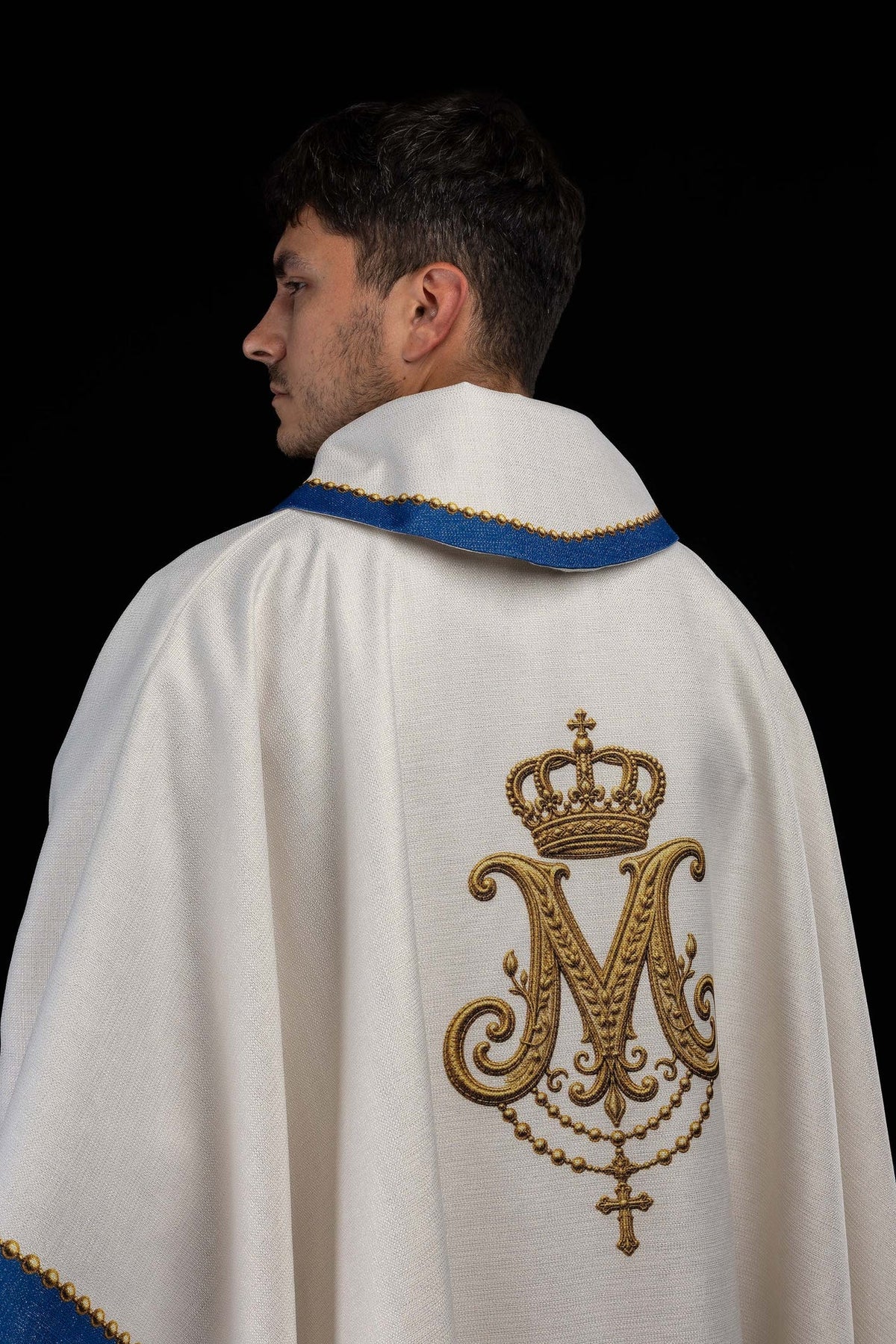 Ecru Chasuble with a Printed Image of Our Lady of Częstochowa