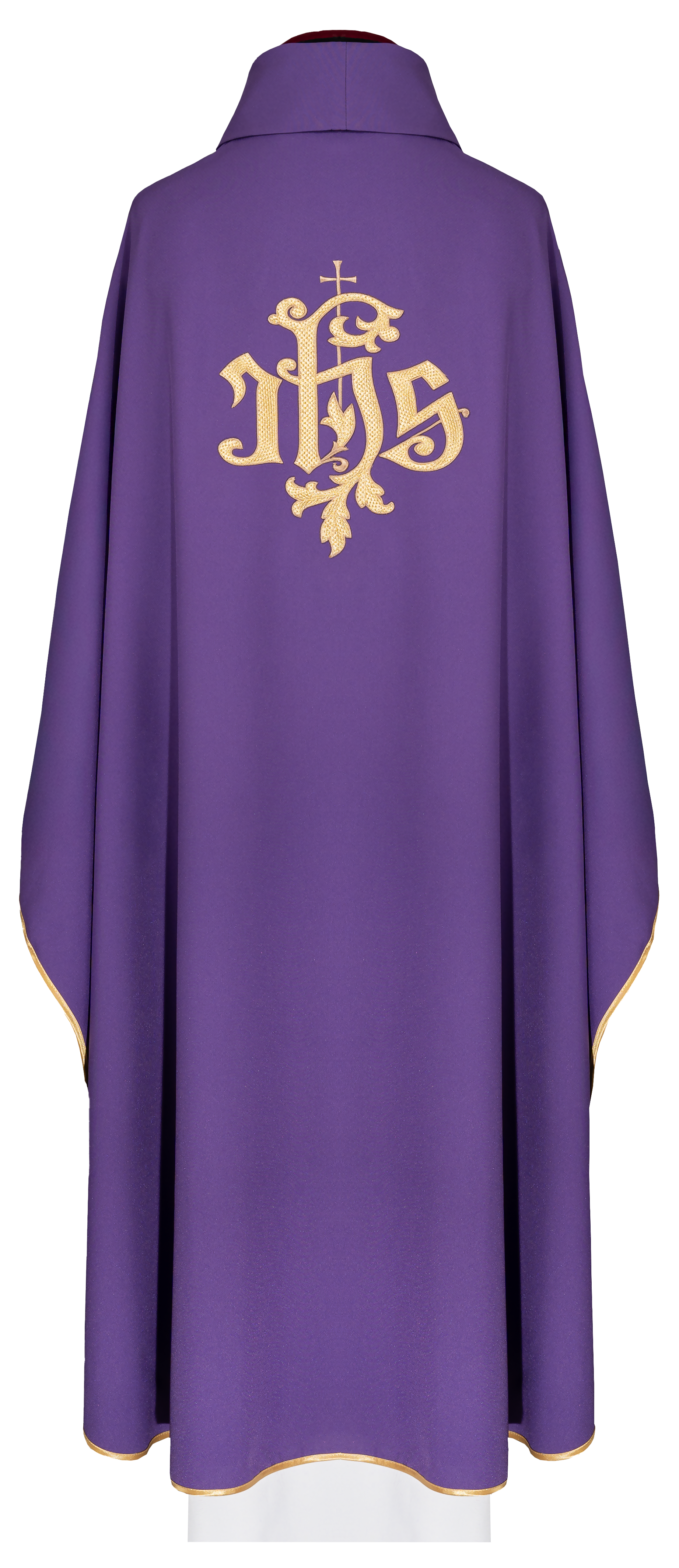 Purple chasuble with golden IHS embroidery - CHASUBLES.COM